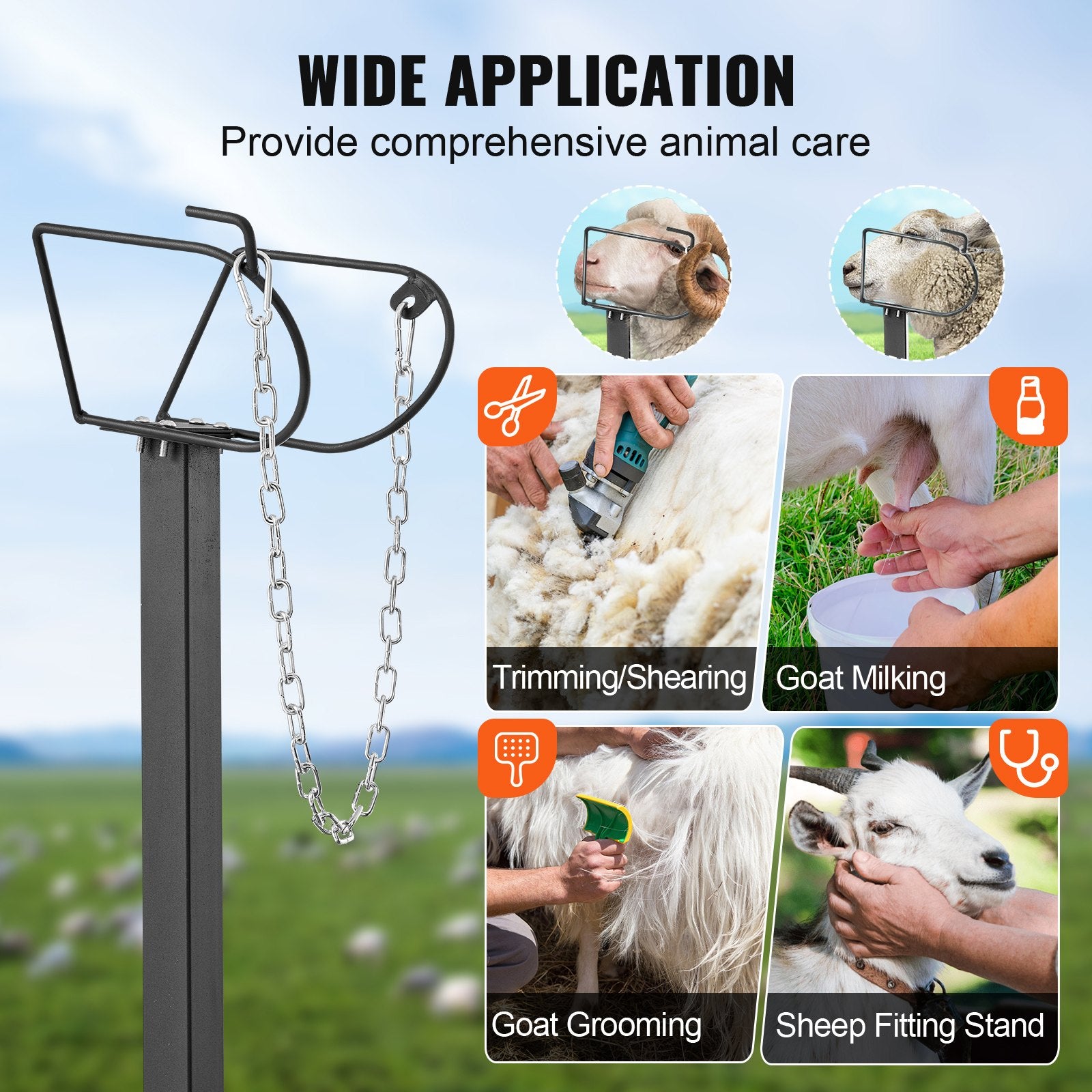 Goat & Sheep Stand 47x23 in Adjustable Livestock Milking Shearing Stand Black