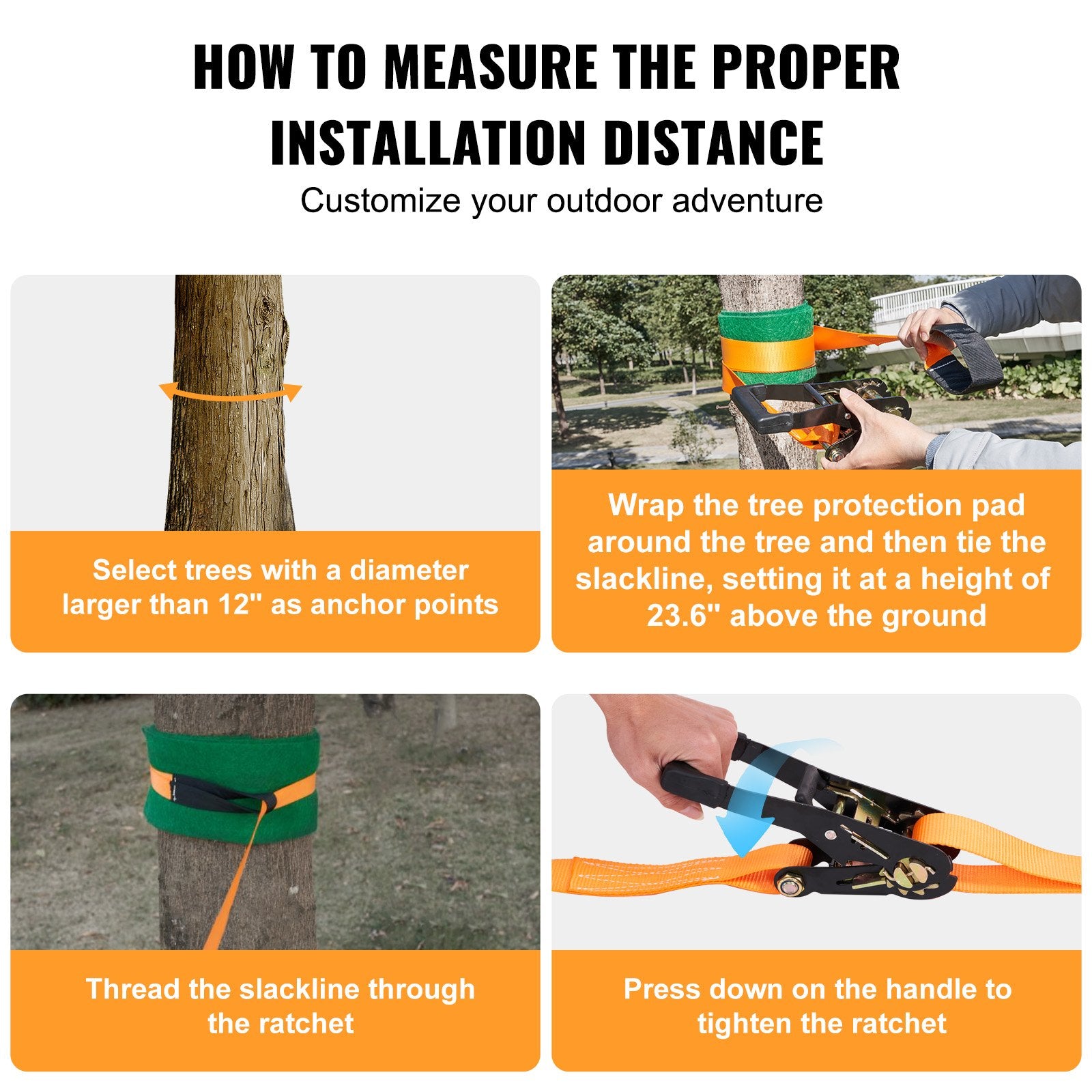 Slackline Kit with Training Line 18.3m Complete Backyard Slackline Set