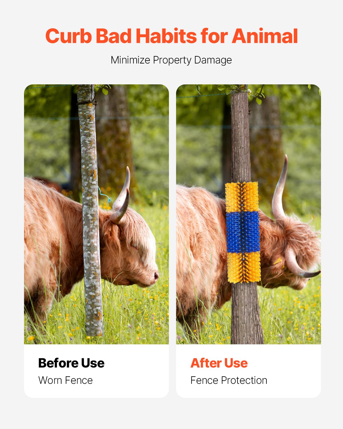 4Pcs Livestock Scratching Brush with 8 Screws, Yellow & Blue