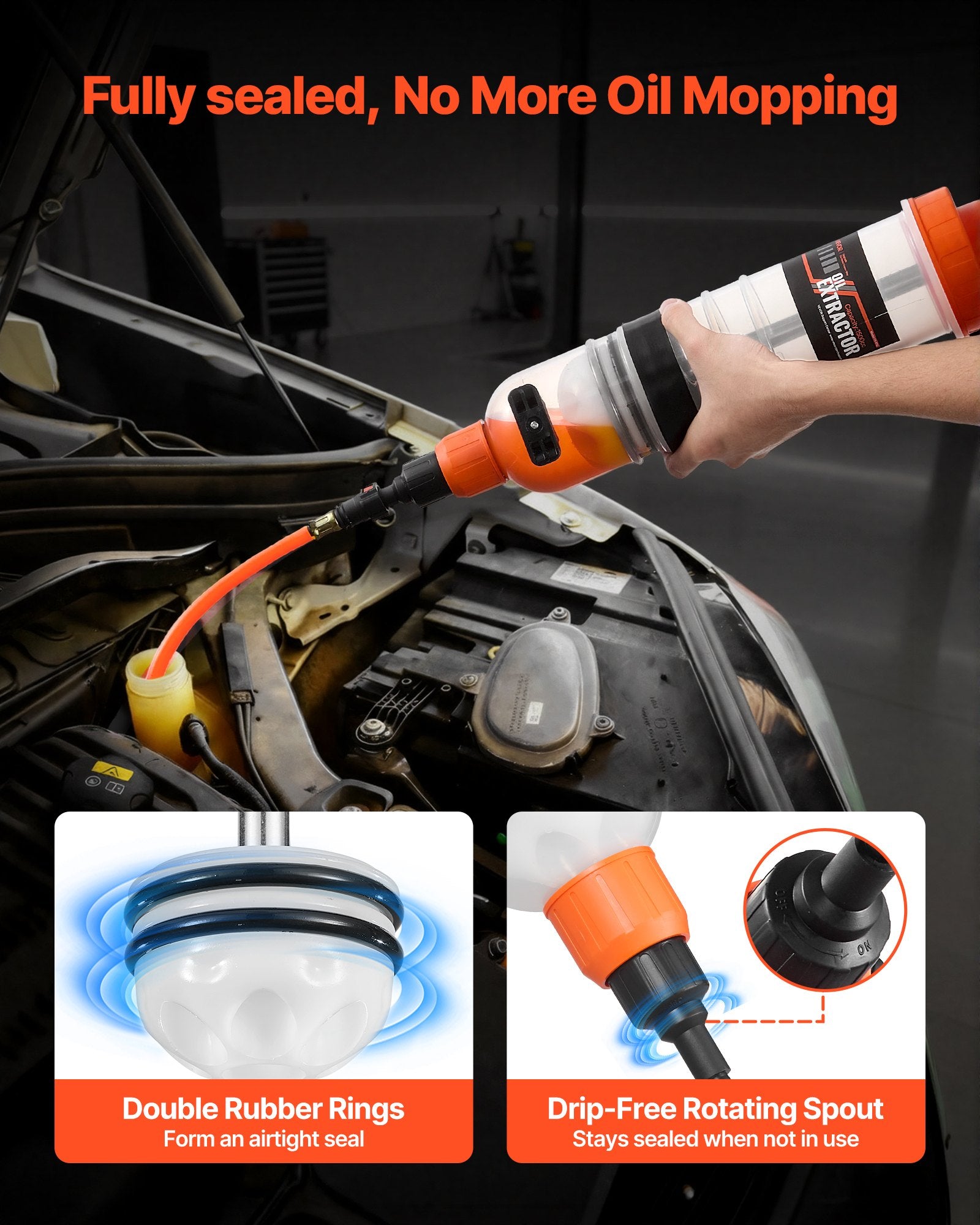 1.5L Fluid Extractor Manual Automotive Pump with Hose and Extension Tubes
