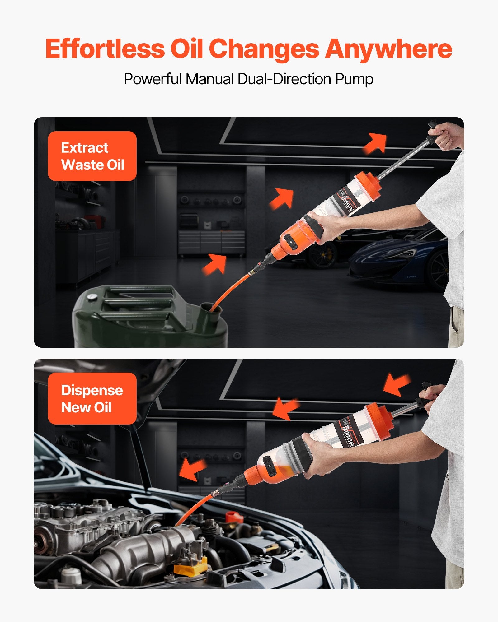 1.5L Fluid Extractor Manual Automotive Pump with Hose and Extension Tubes