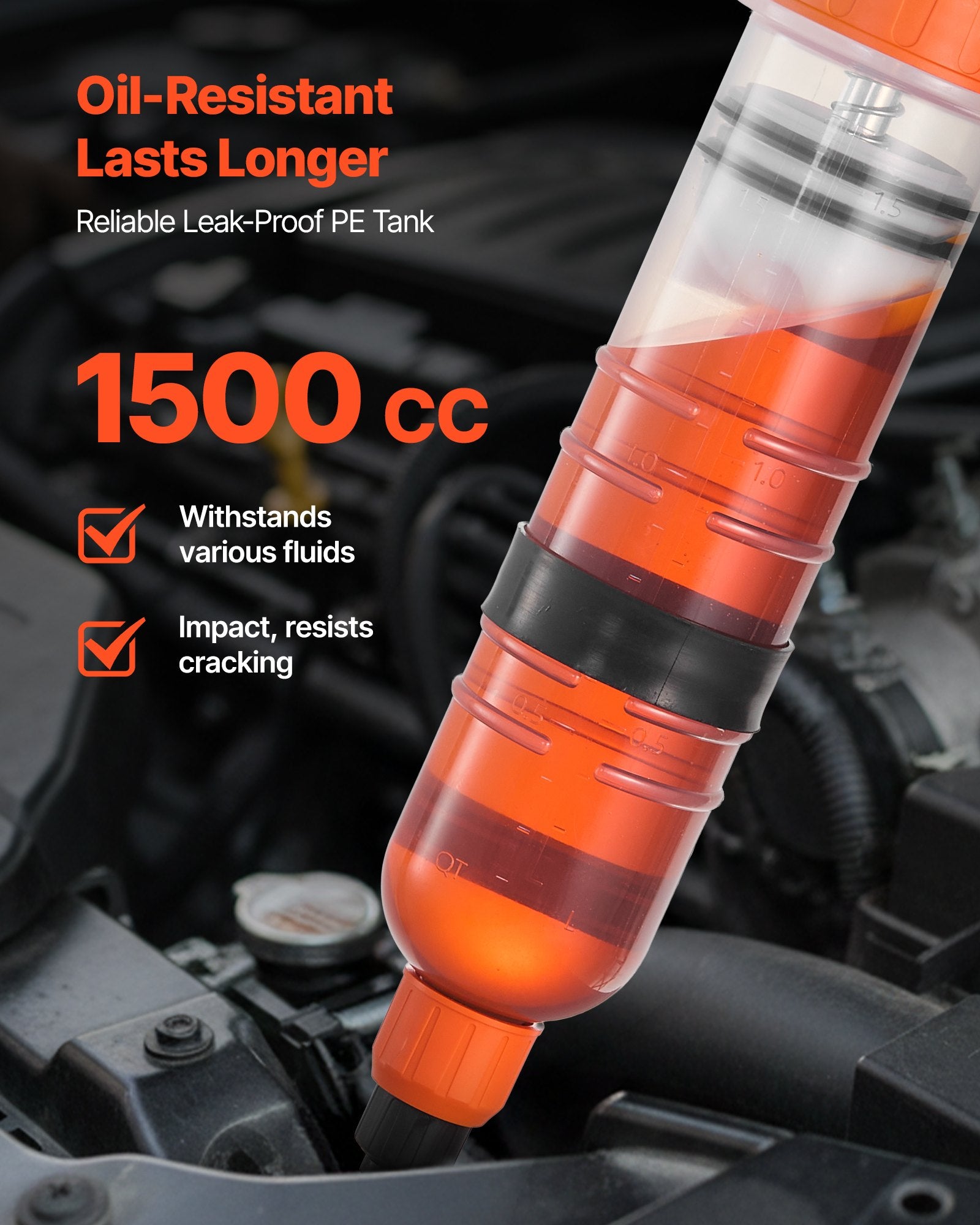 1.5L Fluid Extractor Manual Automotive Pump with Hose and Extension Tubes