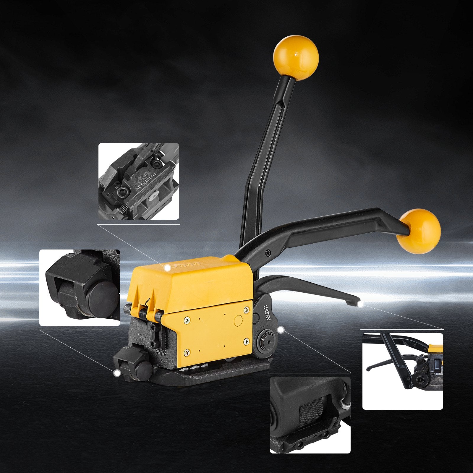 Steel Strapping Tool 13-19mm 3-in-1 Tensioner Crimper Cutter Manual Banding