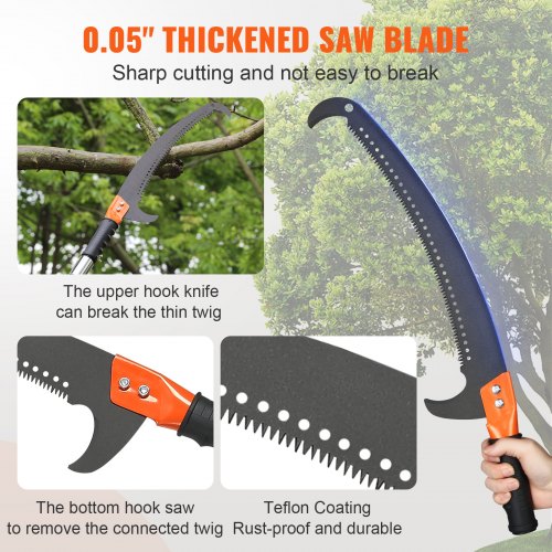 VEVOR Manual Pole Saw Extendable 2.24-8.24 m Lightweight Fiberglass Handles