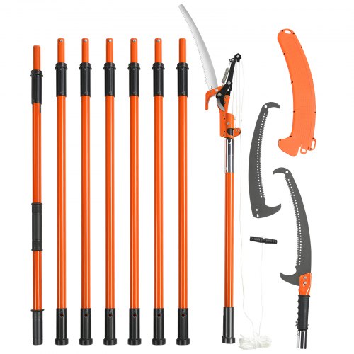 VEVOR Manual Pole Saw 8.24 m Extendable Tree Pruner for Shrubs and Palm Trimming