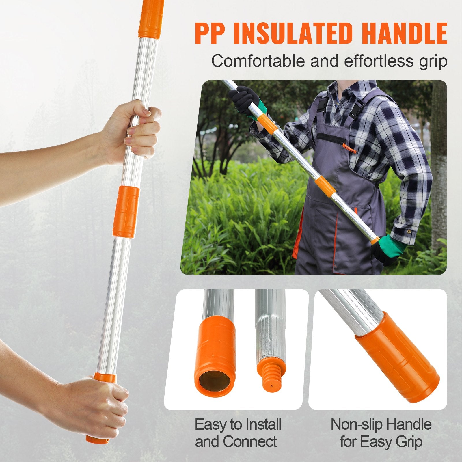 Manual Pole Saw 1.4-3m Extendable Tree Pruner with Steel Blade Aluminum Handle