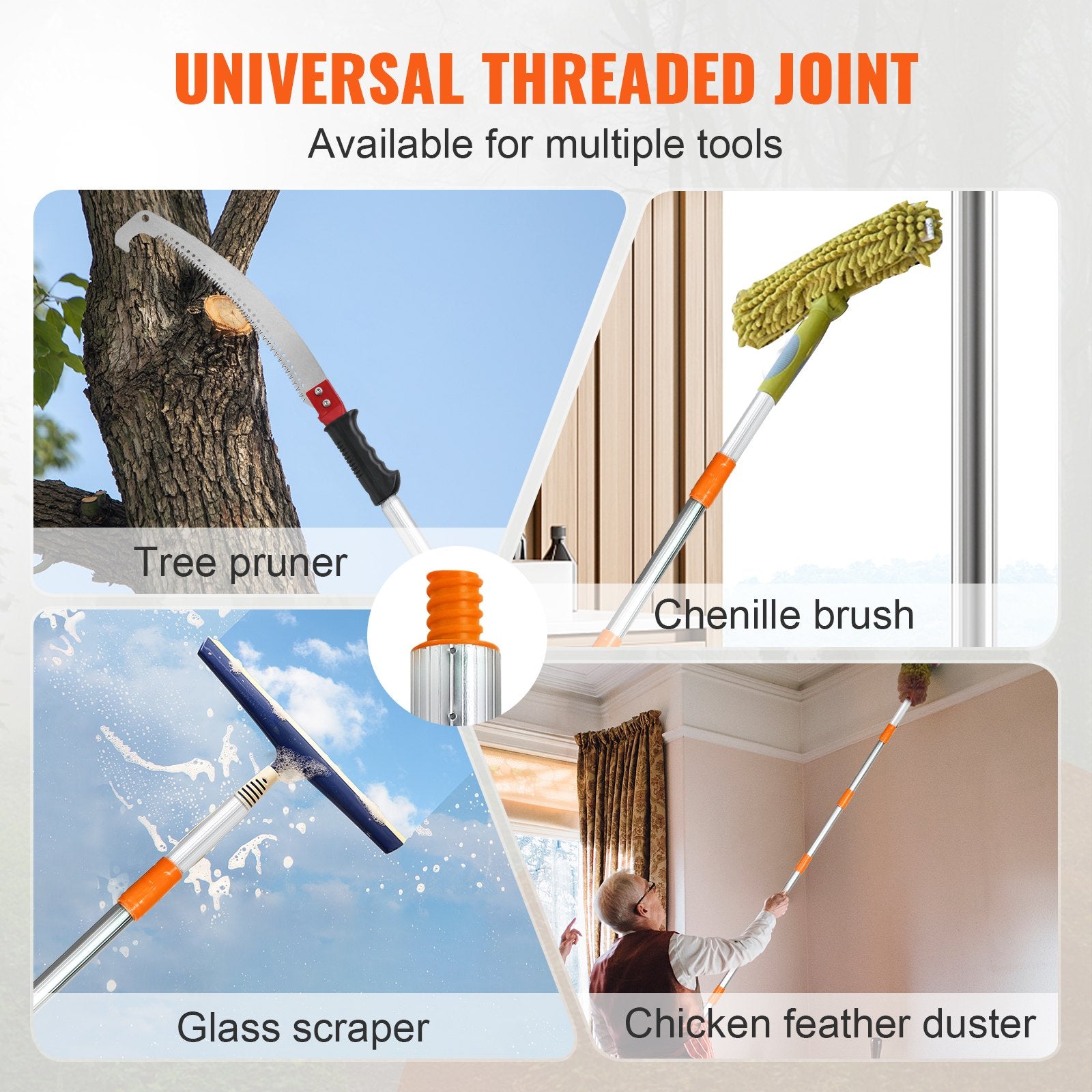 Manual Pole Saw 1.4-3m Extendable Tree Pruner with Steel Blade Aluminum Handle