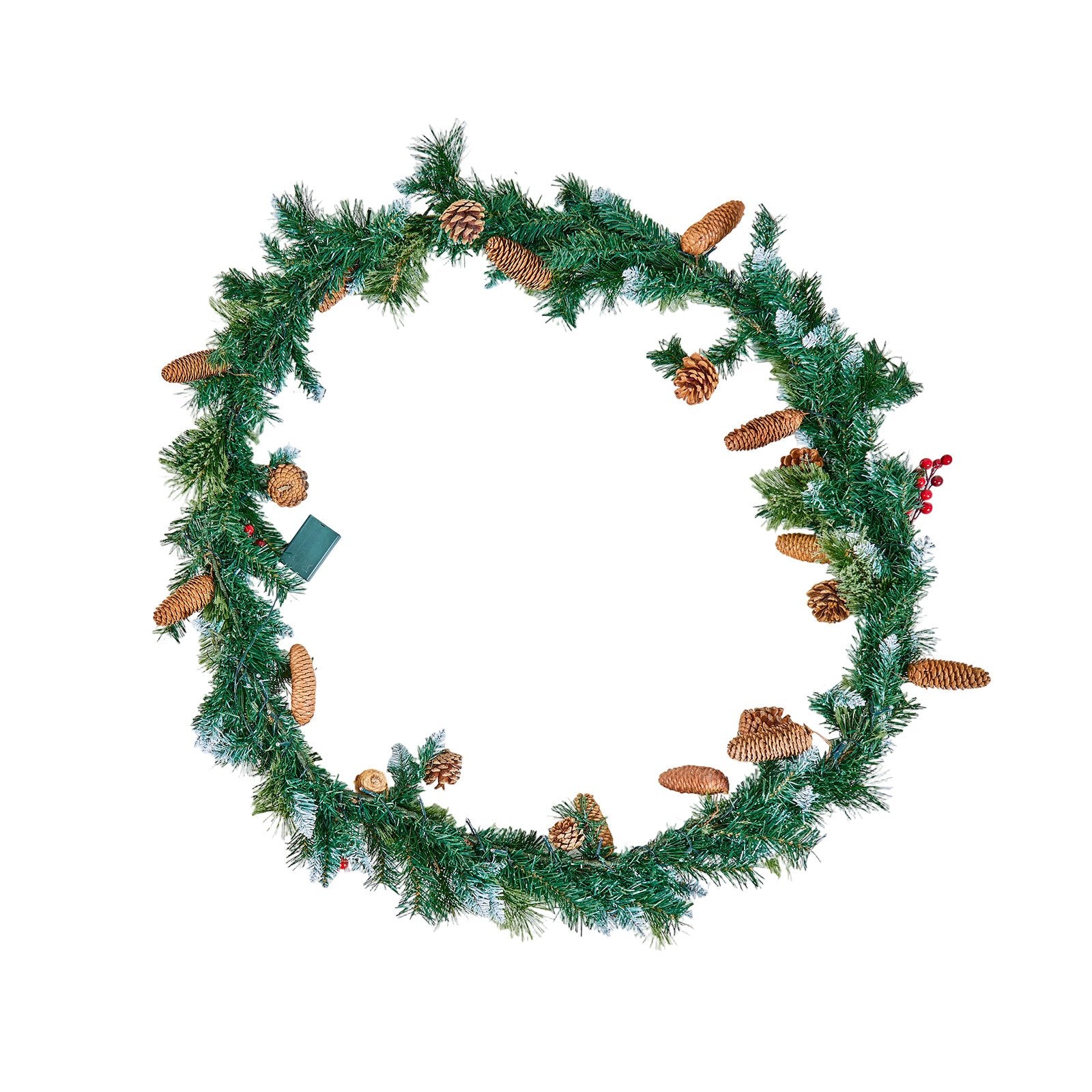 Christmas Garland Artificial Greenery Lights Berries Pine Cones 2750mm