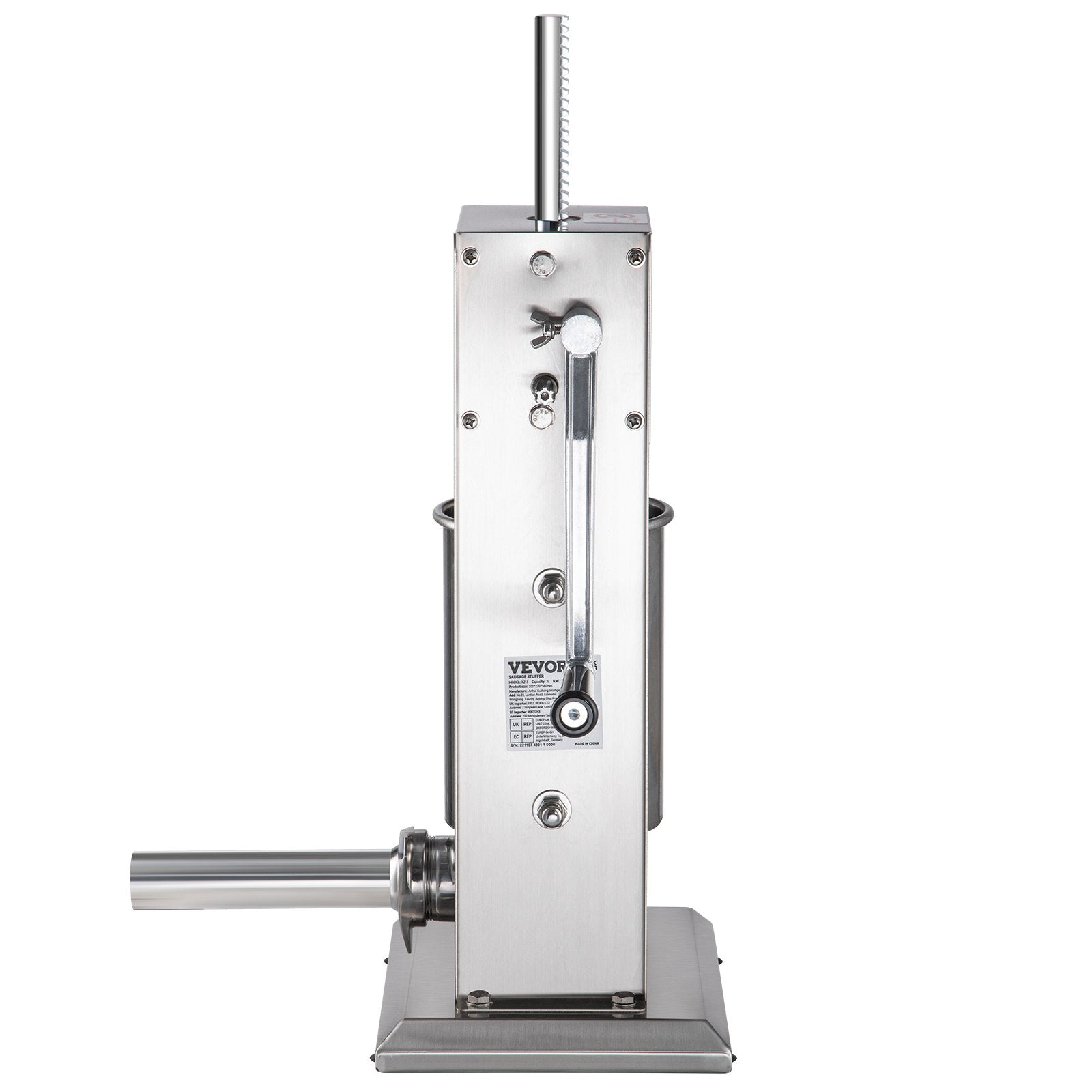 Manual Sausage Stuffer 5lbs/3L Two-Speed Stainless Steel with 4 Tubes