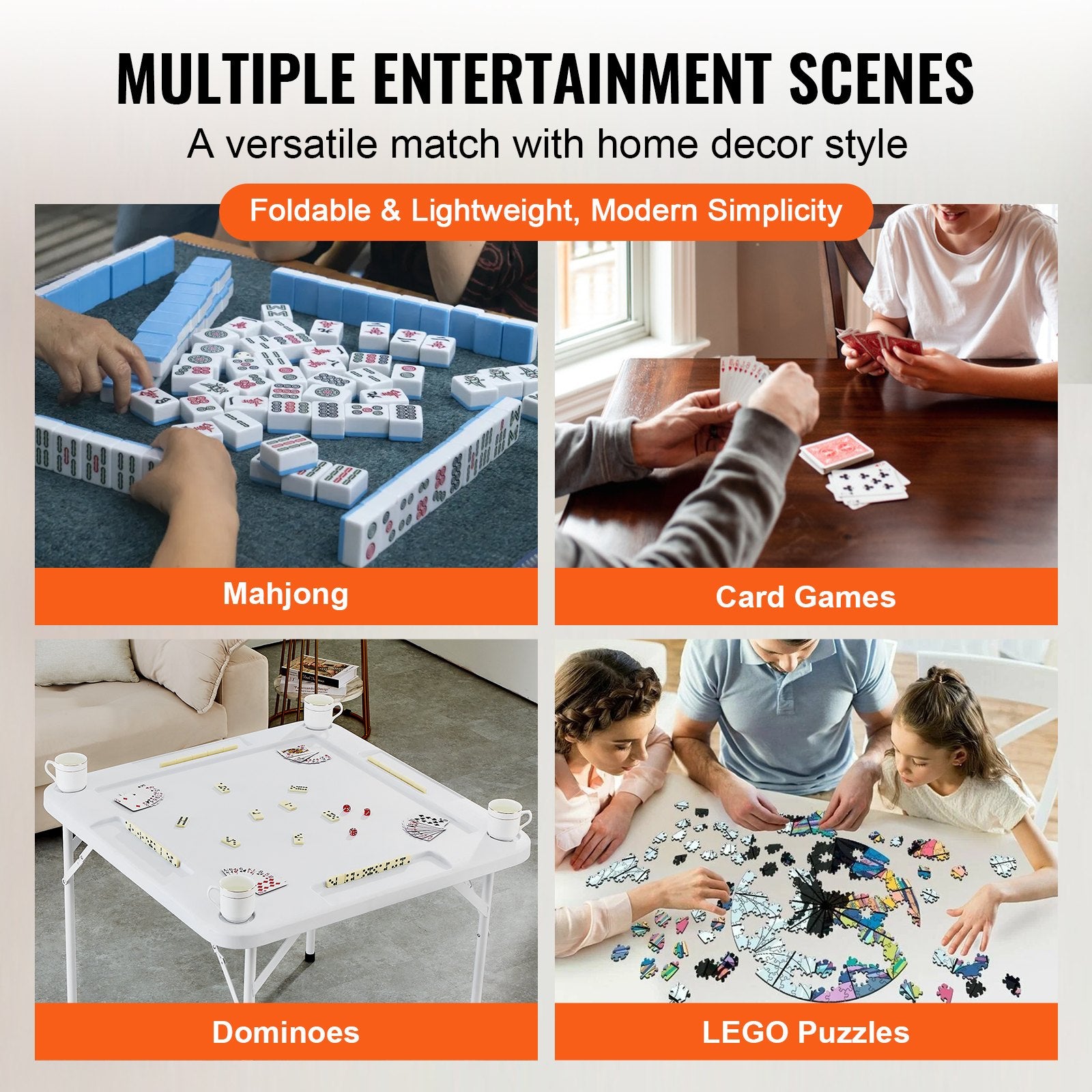 Portable 4 Player Folding Mahjong 90cm Game Table with Cup Holders Domino Set