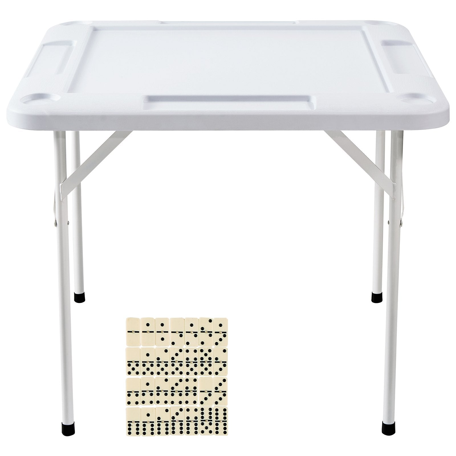 Portable 4 Player Folding Mahjong 90cm Game Table with Cup Holders Domino Set
