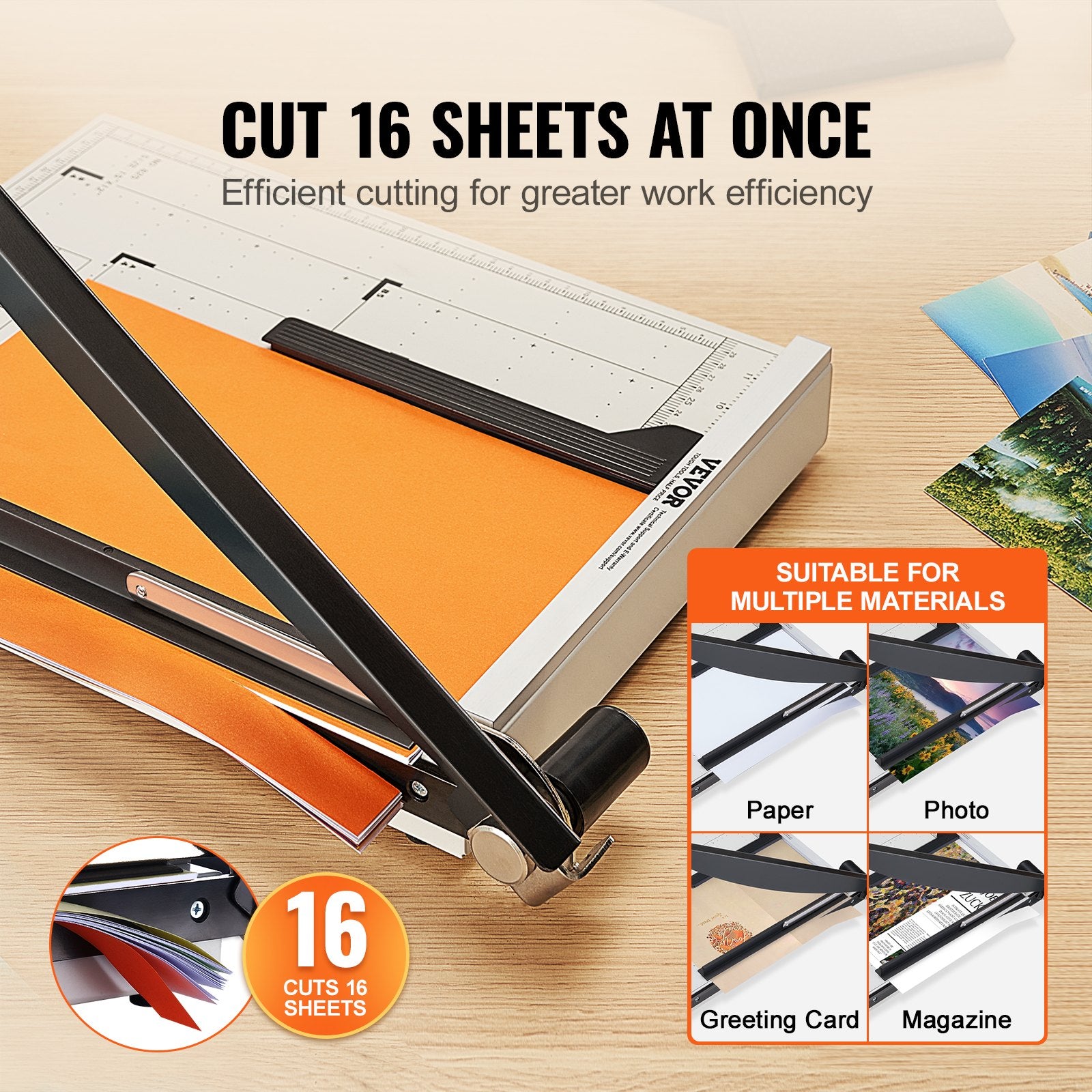 Guillotine Paper Cutter 381 mm Cut Length 16 Sheet Capacity GuardLock