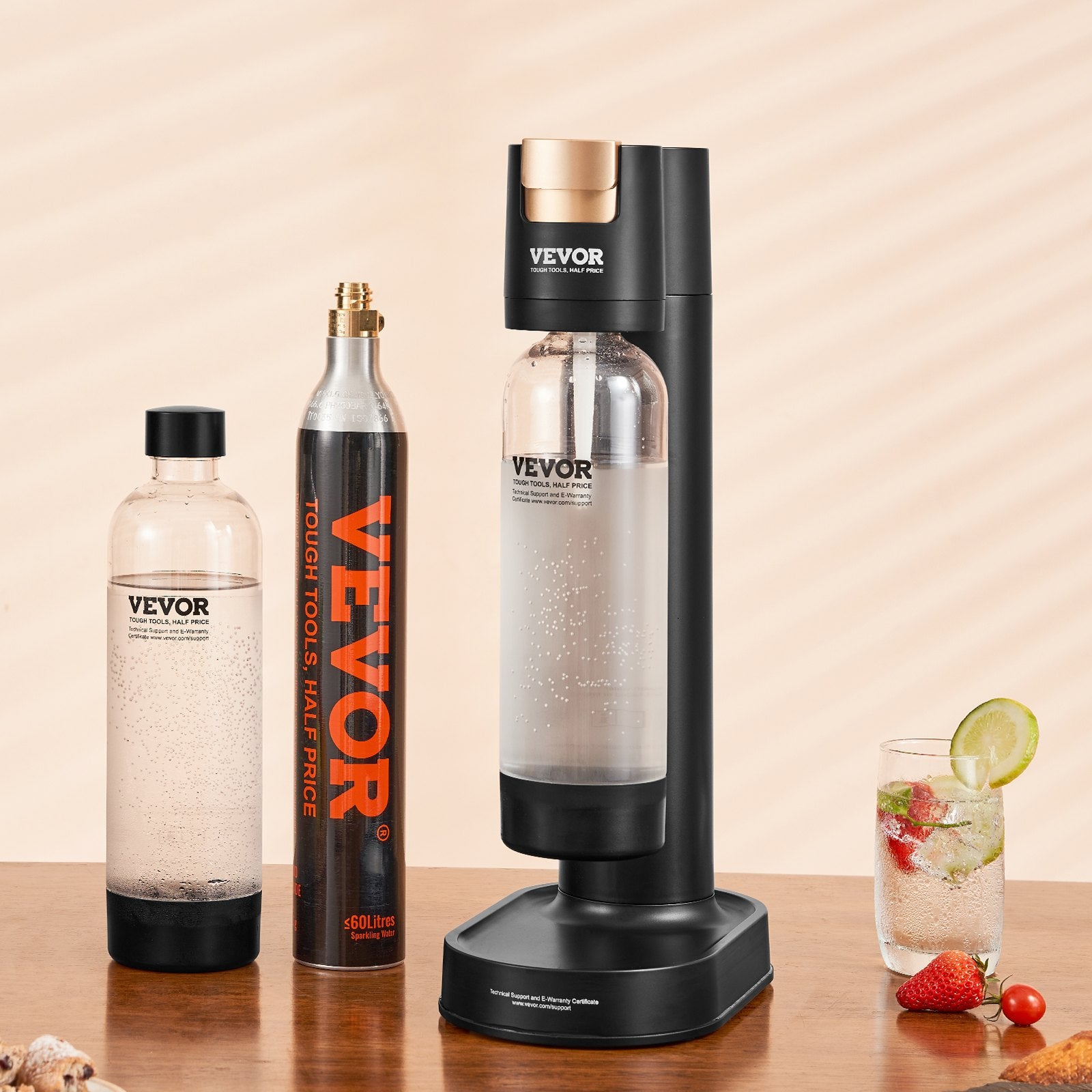 Sparkling Water Maker Soda Machine Home Carbonating Kit 2 x 1L PET Bottles CO2