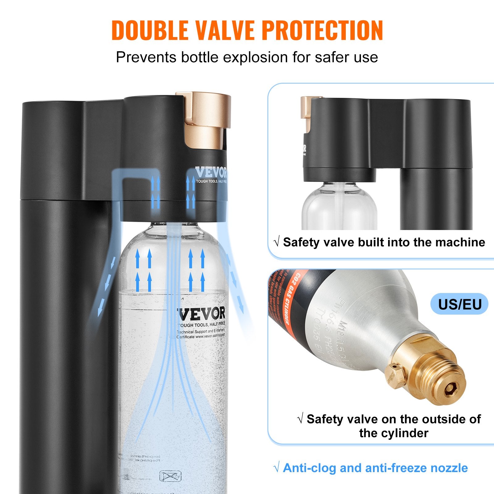 Sparkling Water Maker Soda Machine Home Carbonating Kit with 1L PET Bottle CO2