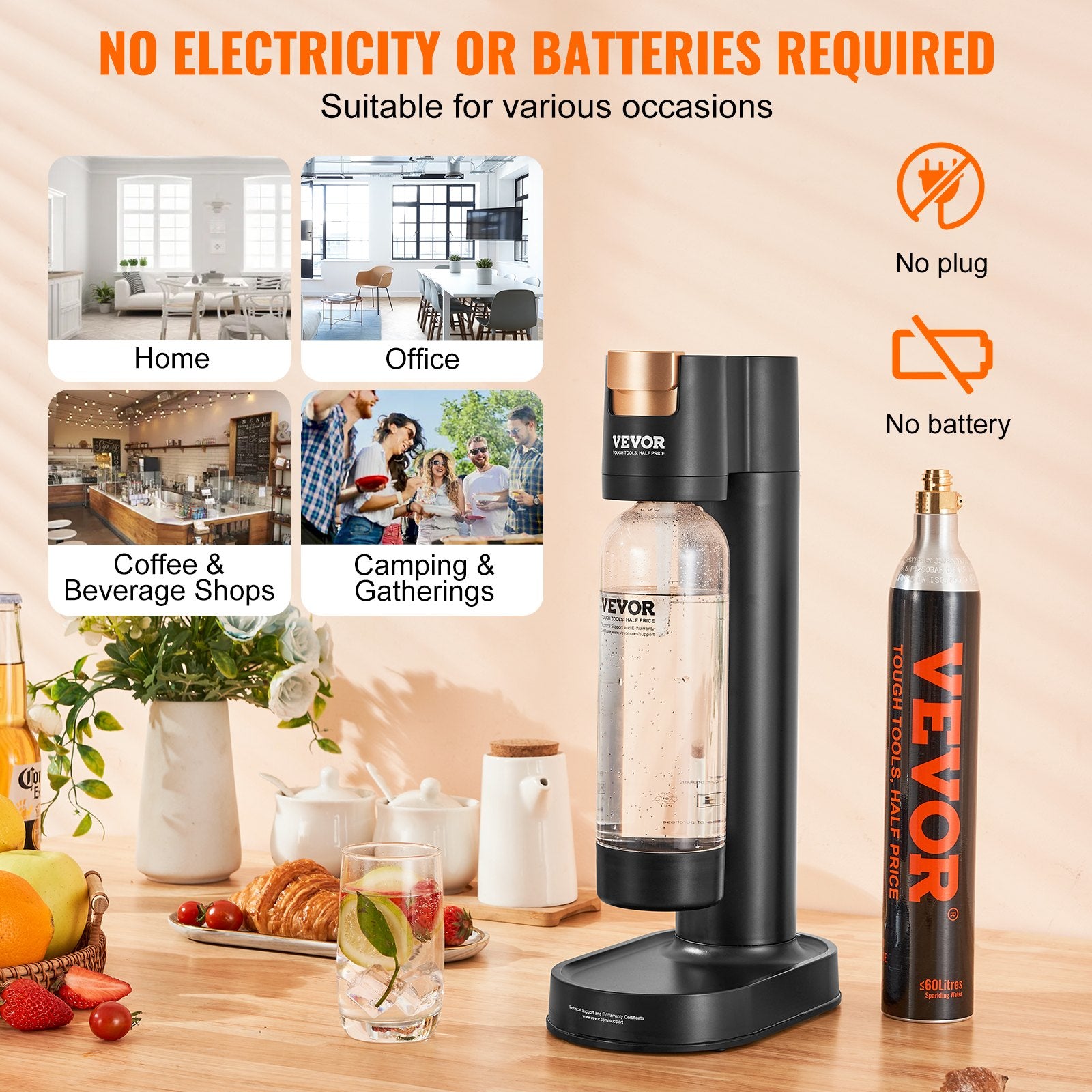 Sparkling Water Maker Soda Machine Home Carbonating Kit with 1L PET Bottle CO2
