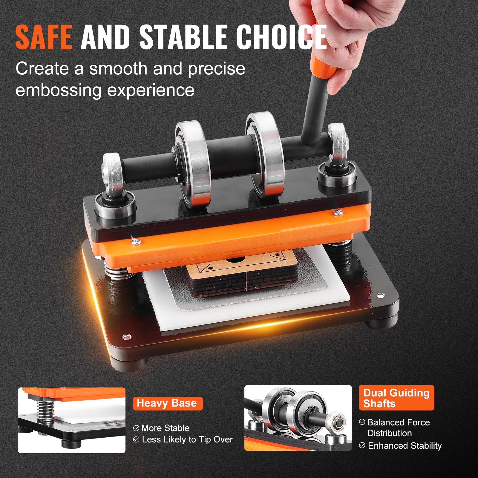 Leather Cutting Machine 7.1x3.9in Manual Die Cutter Dual Guide Shafts