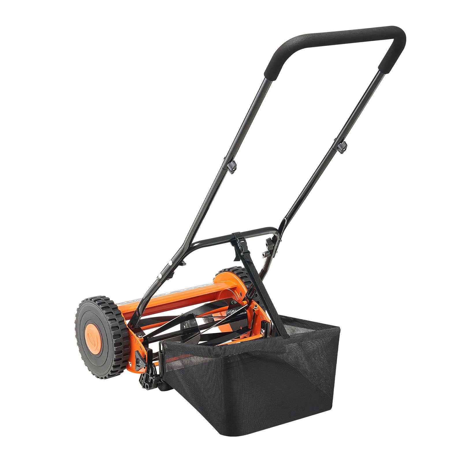 Push Reel Lawn Mower 40cm 5-Blade Manual Adjustable 15-45mm with Grass Catcher