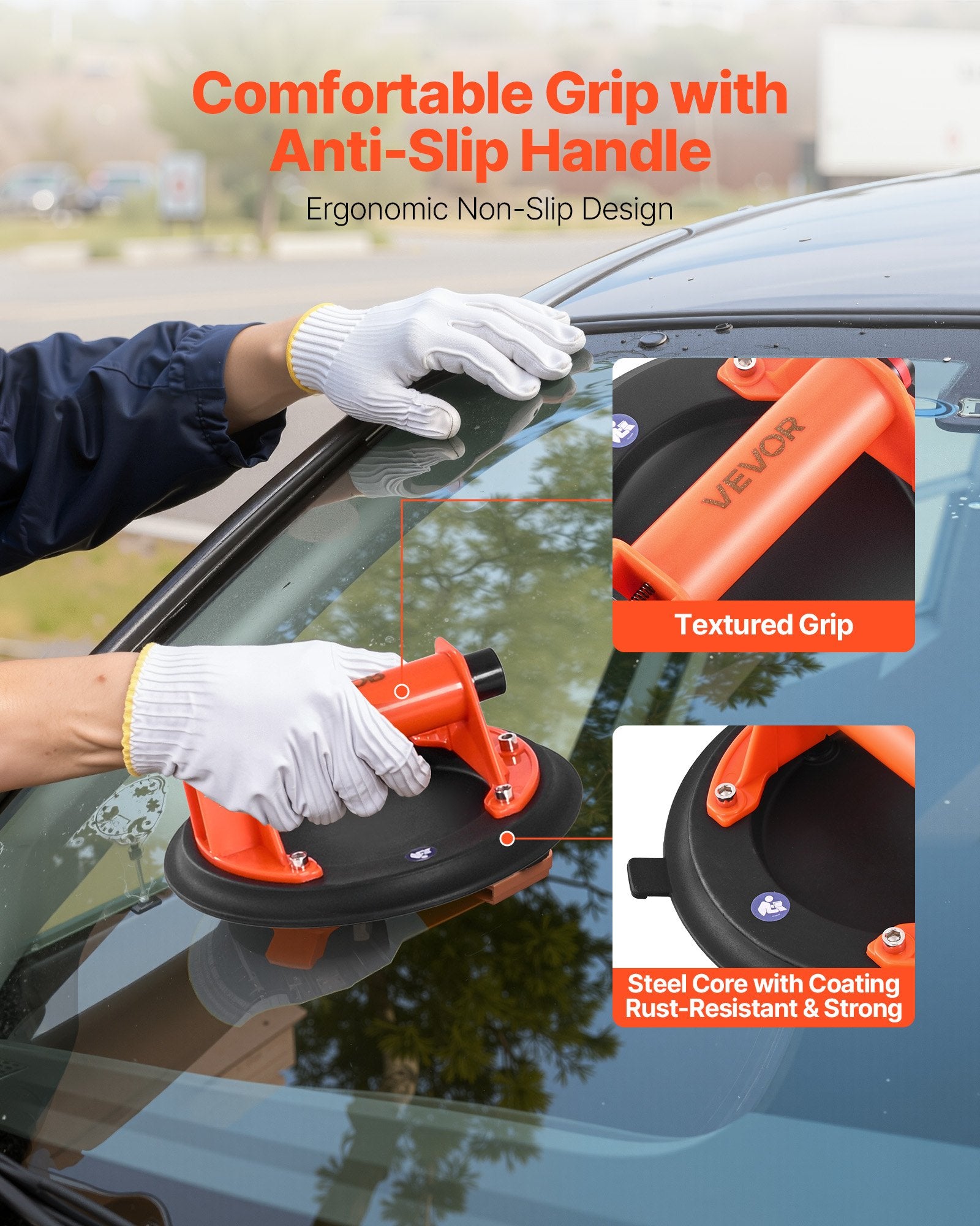 203 mm Vacuum Suction Cup Glass Lifter, 180 kg Capacity, 1 Pack