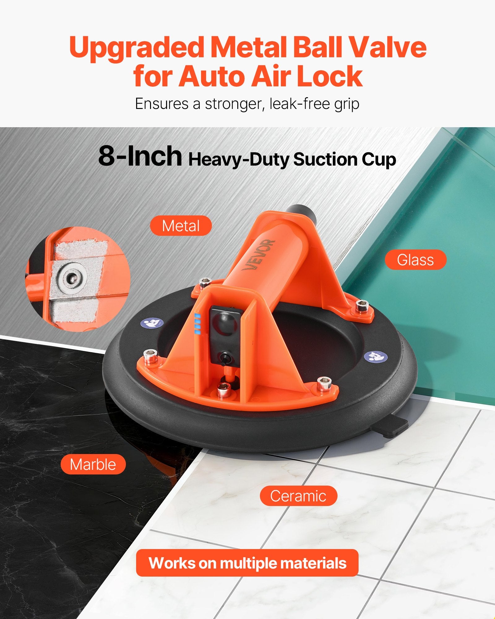 203 mm Vacuum Suction Cup Glass Lifter, 180 kg Capacity, 2 Pack