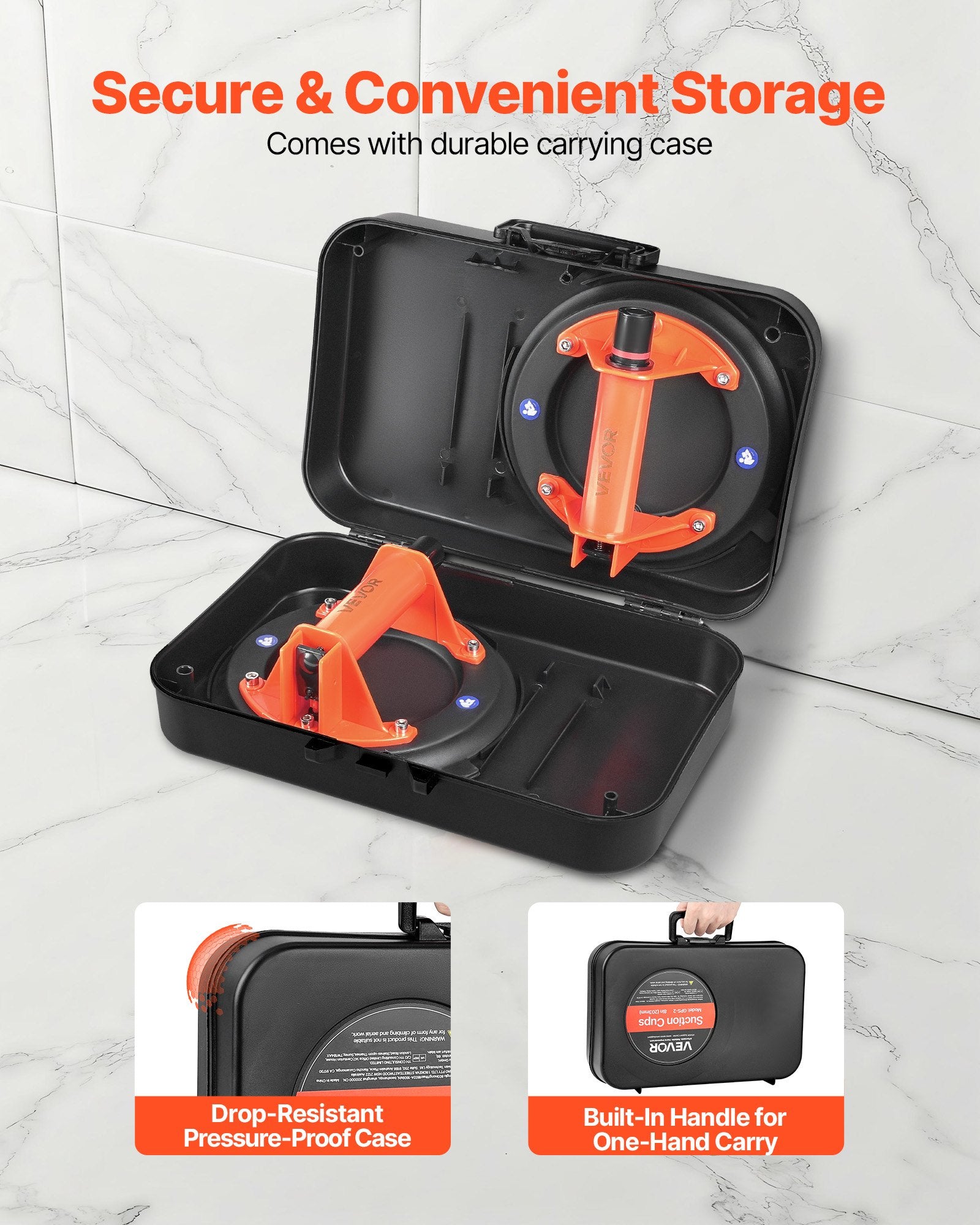 203 mm Vacuum Suction Cup Glass Lifter, 180 kg Capacity, 2 Pack
