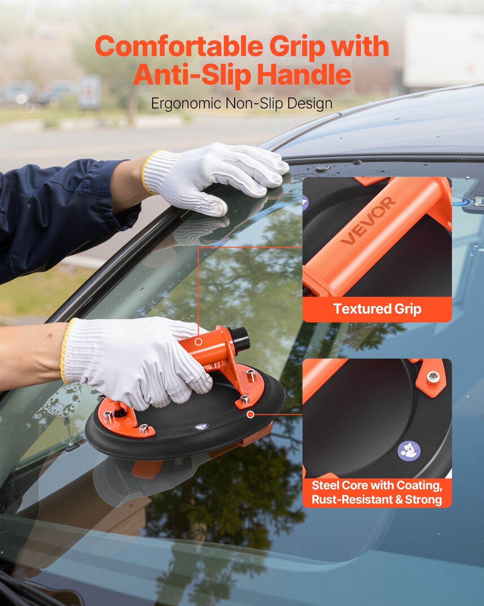 203 mm Vacuum Suction Cup Glass Lifter with Metal H&le, 195 kg Capacity, 2 Pack
