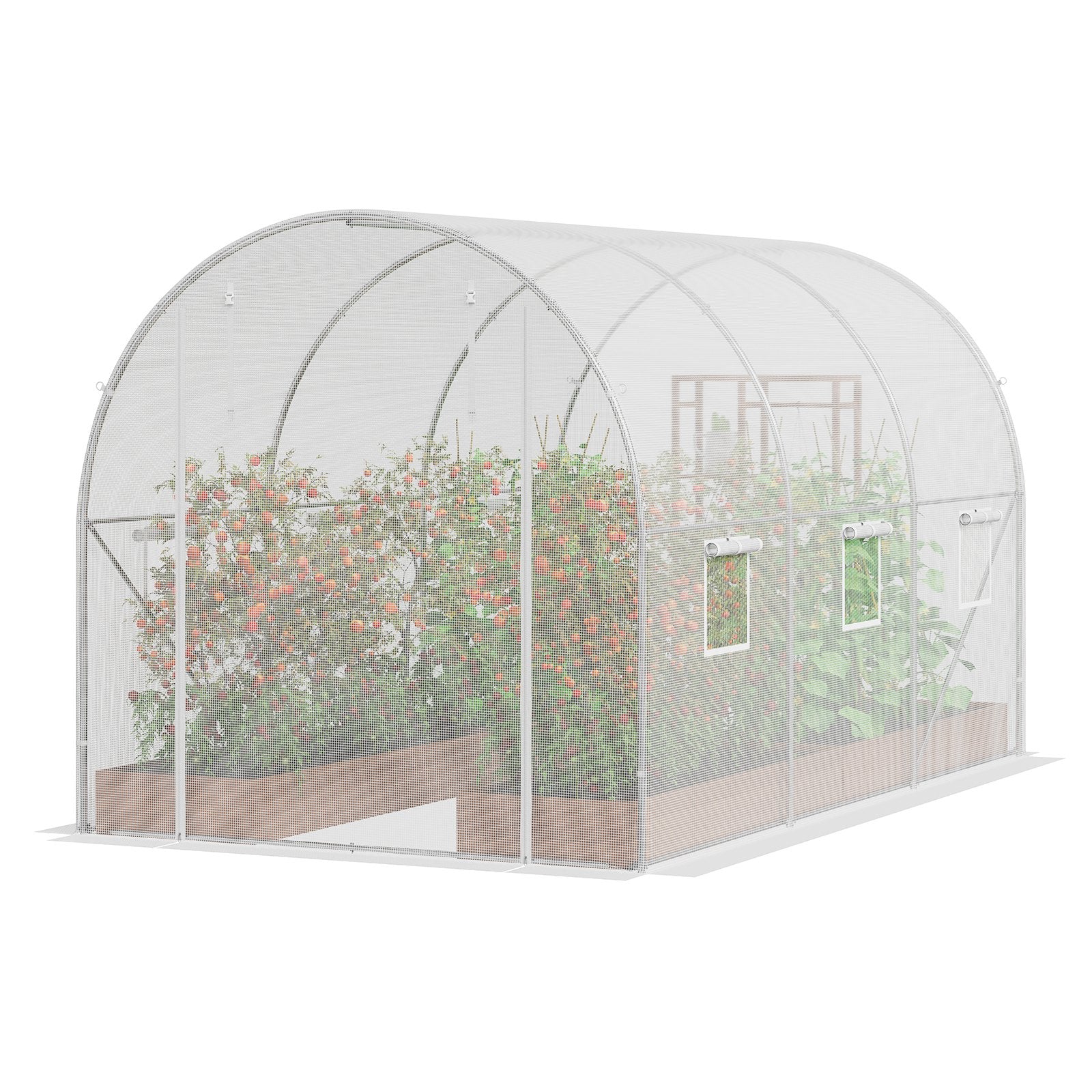 Walk-in Tunnel Greenhouse 9.6x6.4x6.2 ft, White PE Cover, 6 Windows