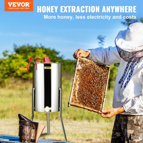 Manual Honey Extractor 2/4 Frame Beekeeping Equipment with Adjustable Stand
