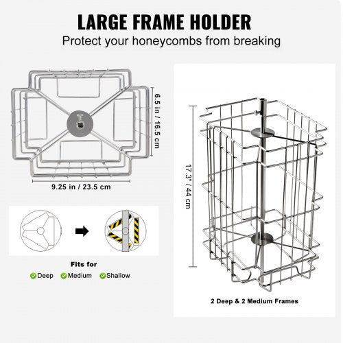 Manual Honey Extractor 2/4 Frame Beekeeping Equipment with Adjustable Stand
