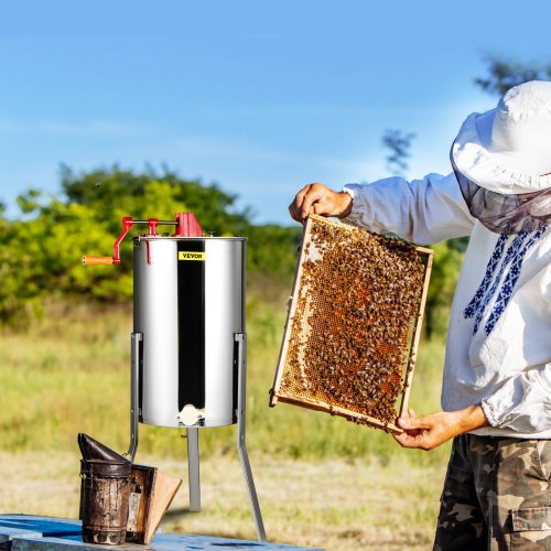 Manual Honey Extractor 2/4 Frame Beekeeping Equipment with Adjustable Stand