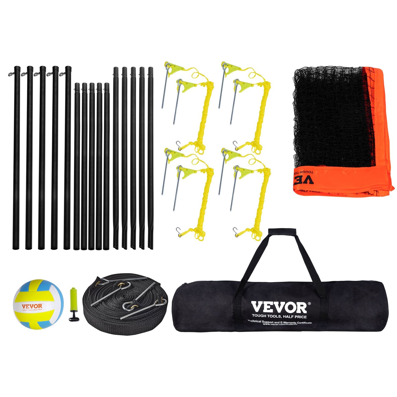 4-Way Volleyball Net Adjustable Height Portable Outdoor Net with Carry Bag