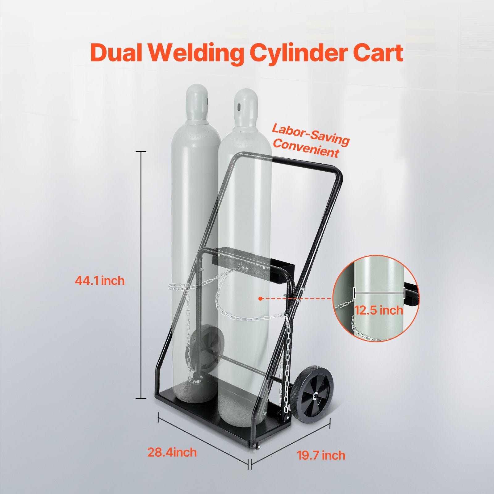 Dual Welding Cylinder Cart Oxygen Acetylene 440LBS Tank Cart with 10" Wheels