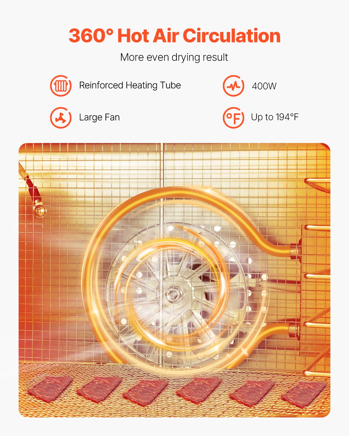 Food Dehydrator 8 Stainless Steel Trays 400W Electric Adjustable Temp 24-Hour