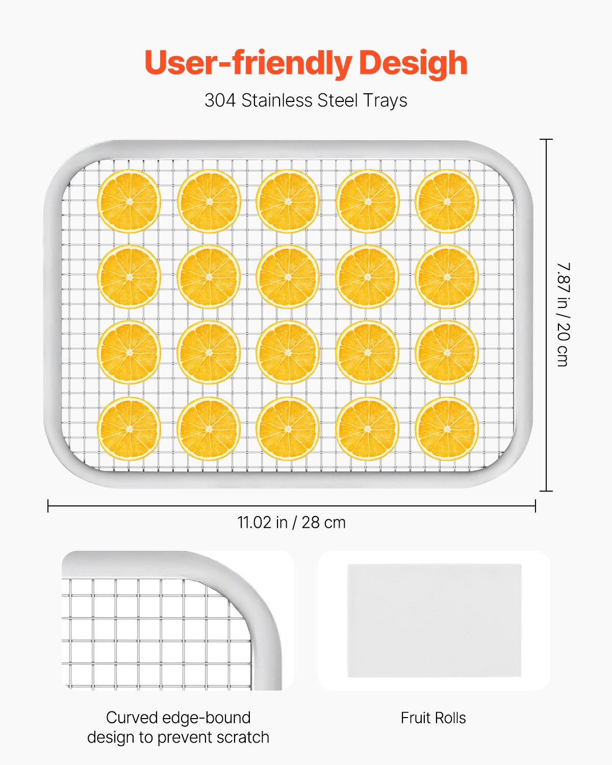 Food Dehydrator 8 Stainless Steel Trays 400W Electric Adjustable Temp 24-Hour