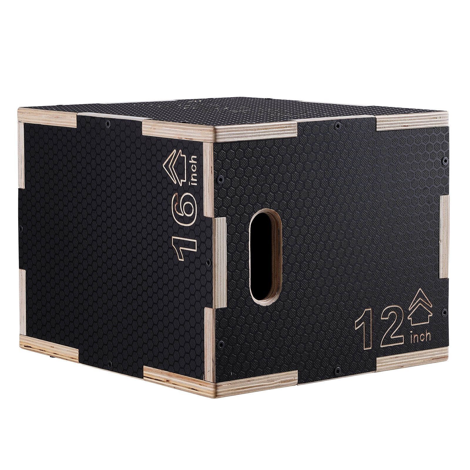 Plyometric Jump Box 3-in-1 Agility Step Up Anti-Slip Wooden 16/14/12in