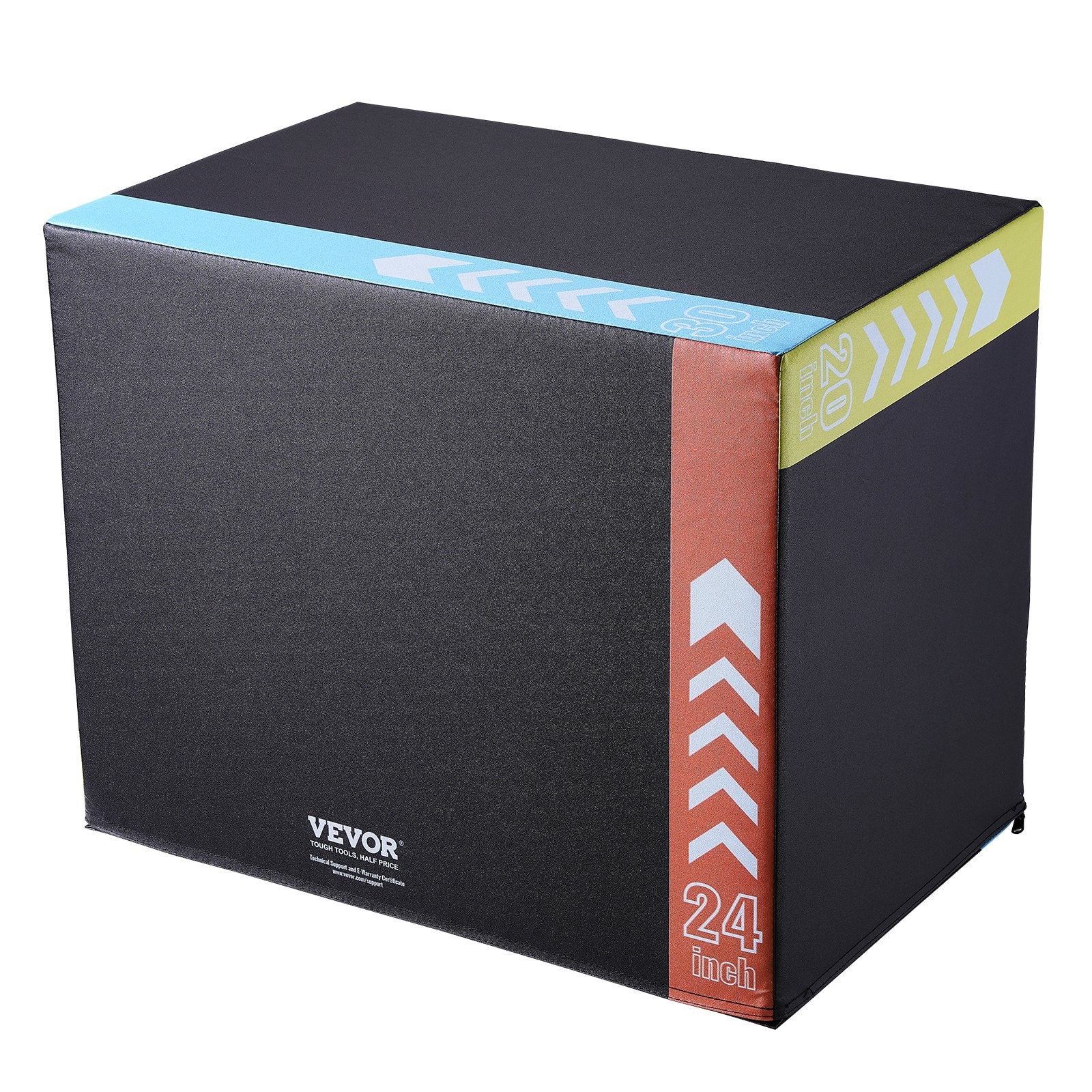3-in-1 Plyometric Jump Box 30/24/20in Foam Anti-Slip Fitness Step Box Black