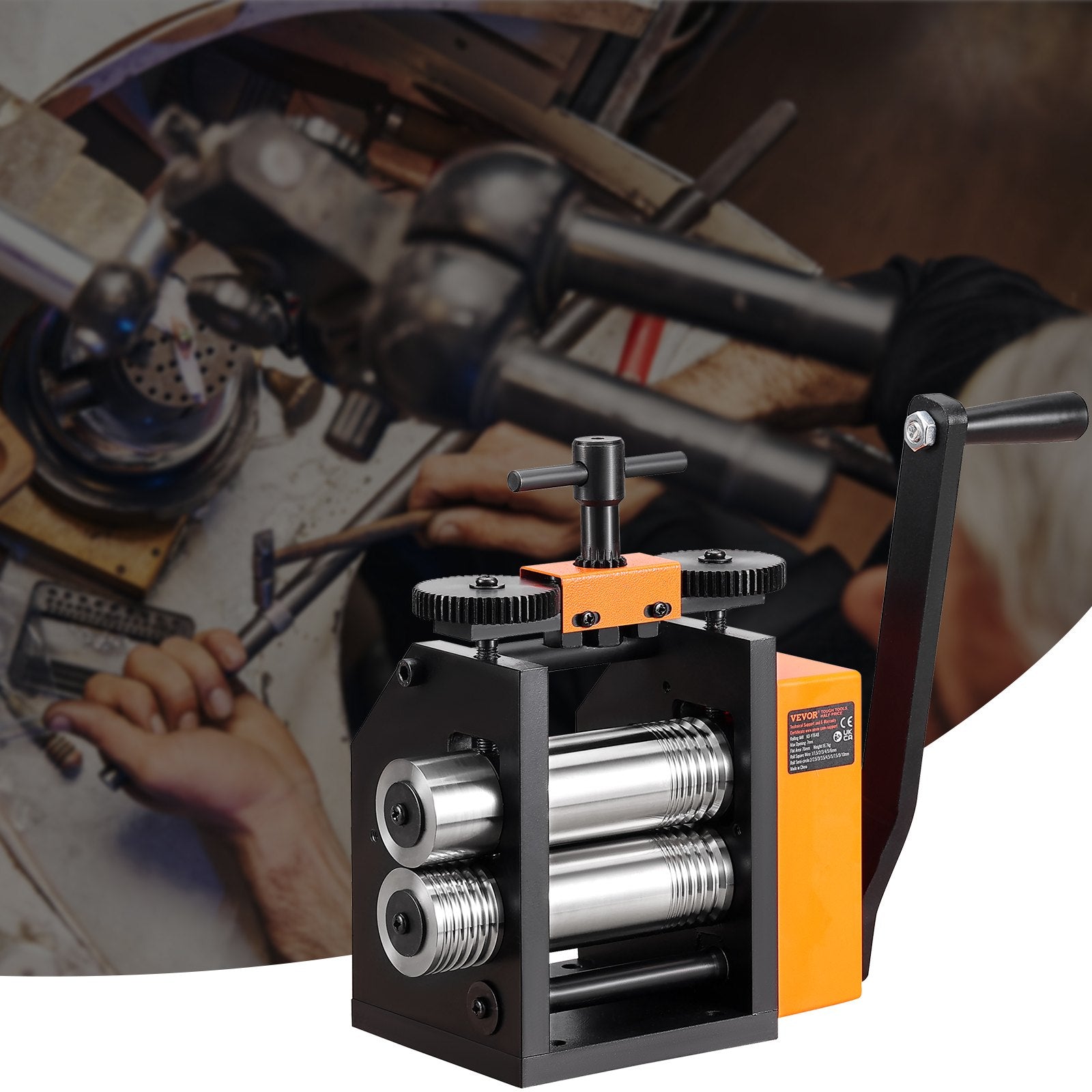 Rolling Mill 3in 76mm Jewelry Machine 1:2 Gear 3-in-1 0.1-7mm Sheet Wire Pattern