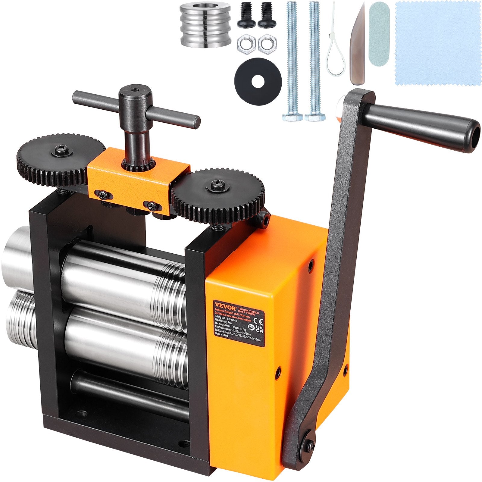 Rolling Mill 3in 76mm Jewelry Machine 1:2 Gear 3-in-1 0.1-7mm Sheet Wire Pattern
