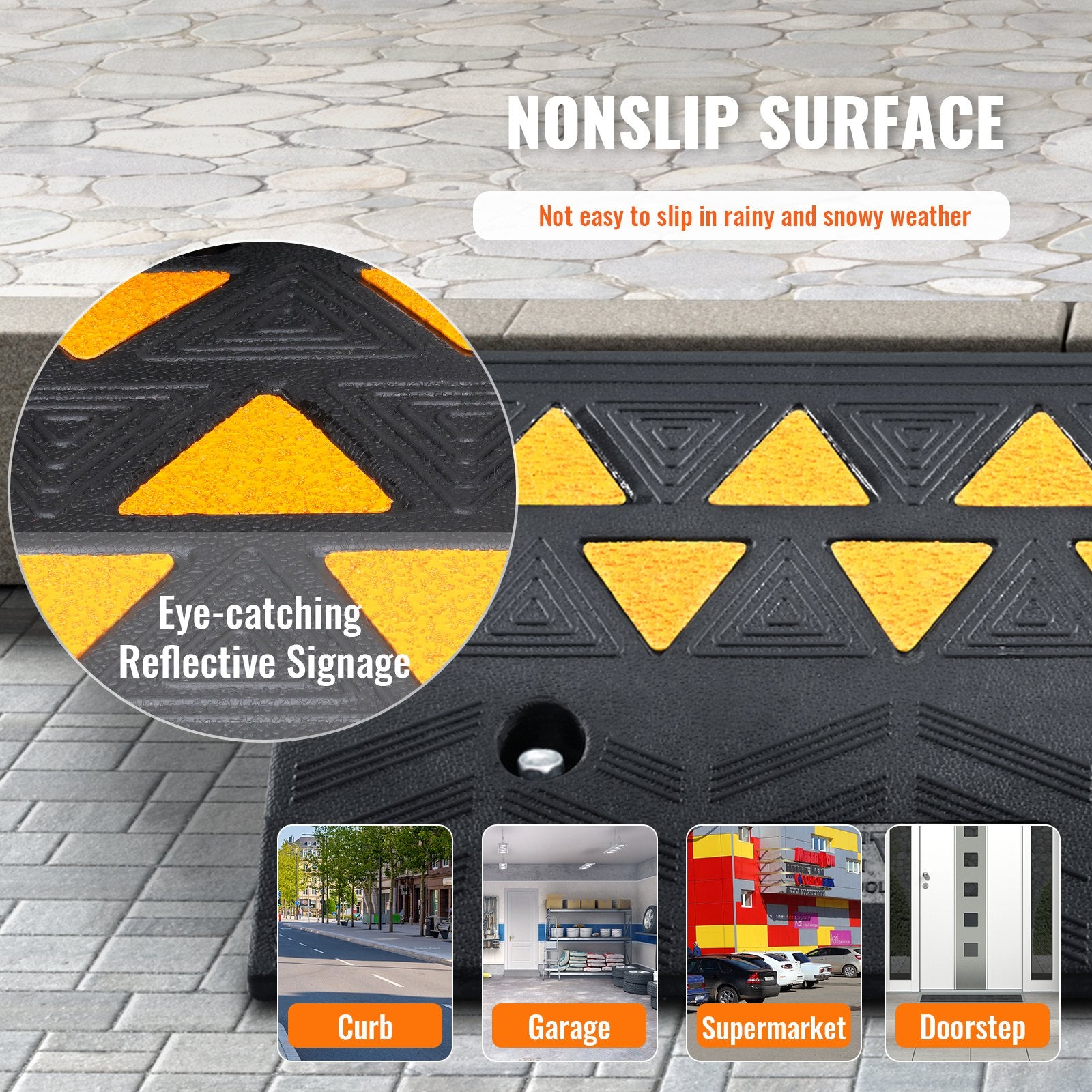Rubber Curb Ramp 2 Pack 12.7cm Rise Heavy-Duty 15 Ton Load Driveway Ramps