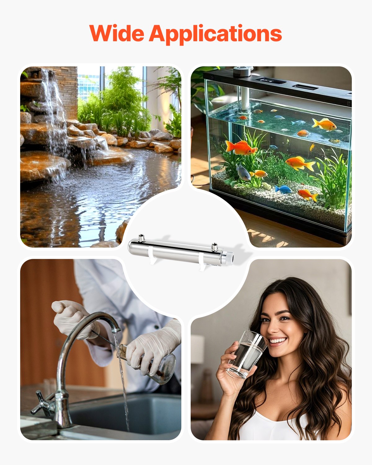 UV Water Purifier 12W 1GPM 220V Stainless Steel Whole House Filter