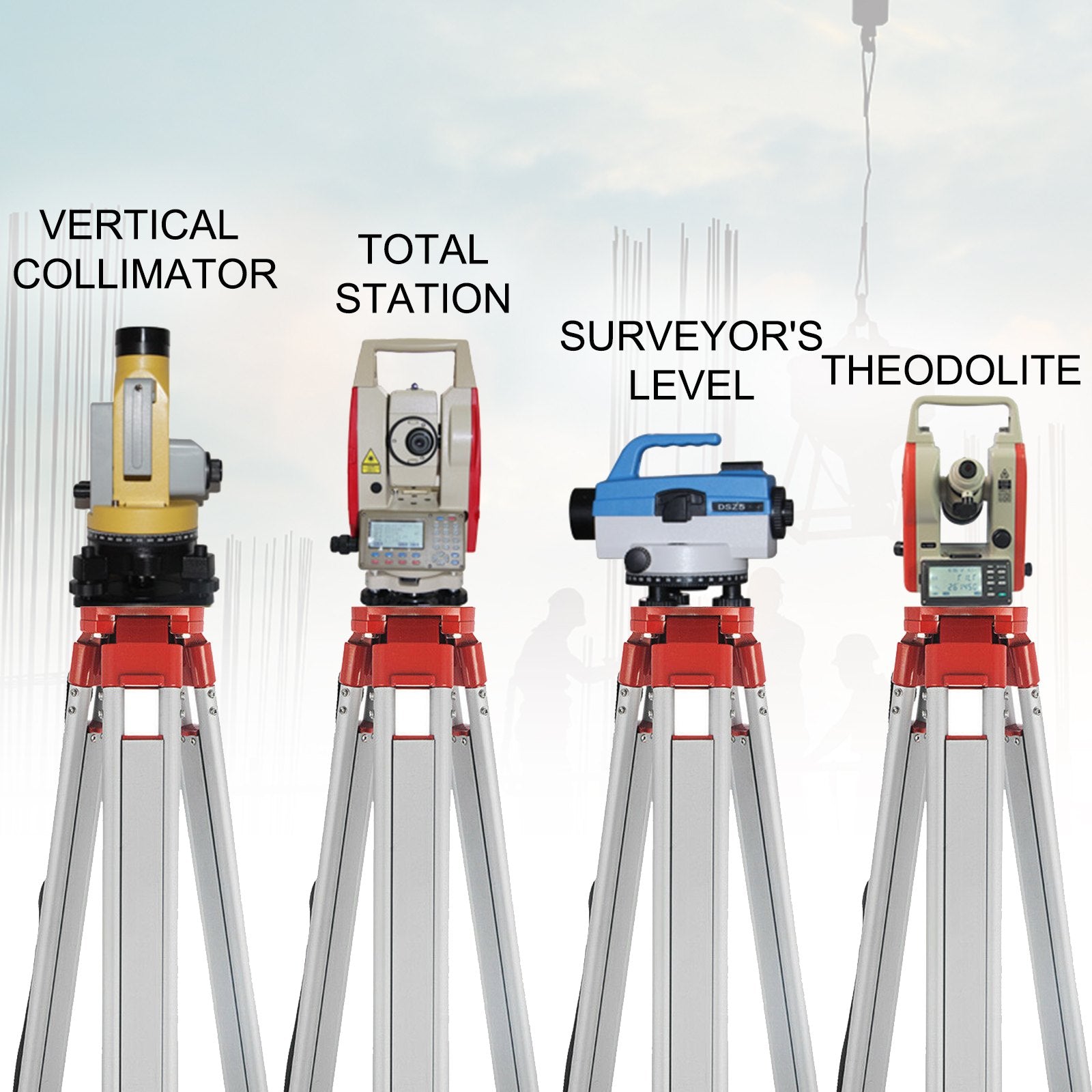 Super Combination 1.65m Aluminum Tripod + 5m Staff for Rotary Laser Level