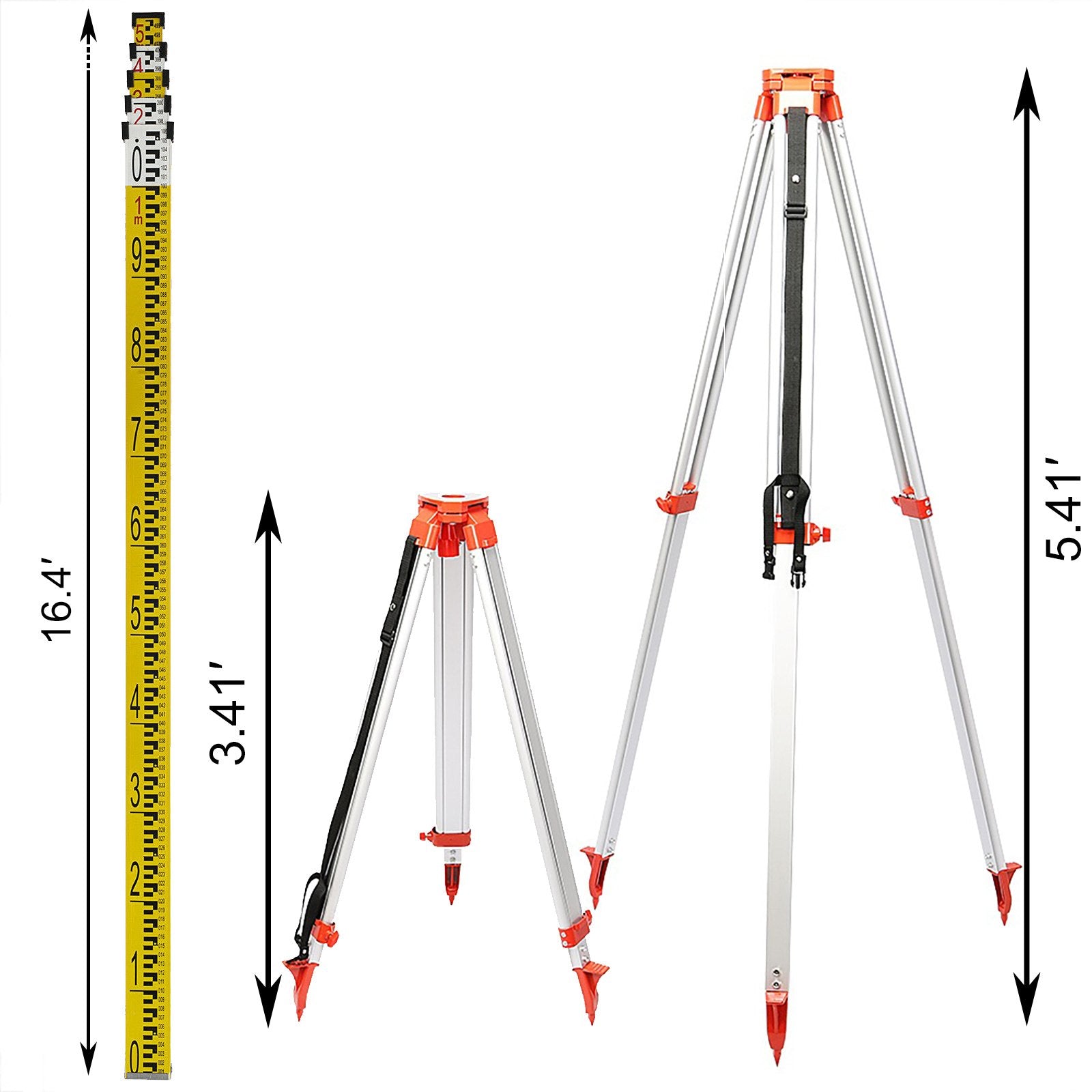 Super Combination 1.65m Aluminum Tripod + 5m Staff for Rotary Laser Level