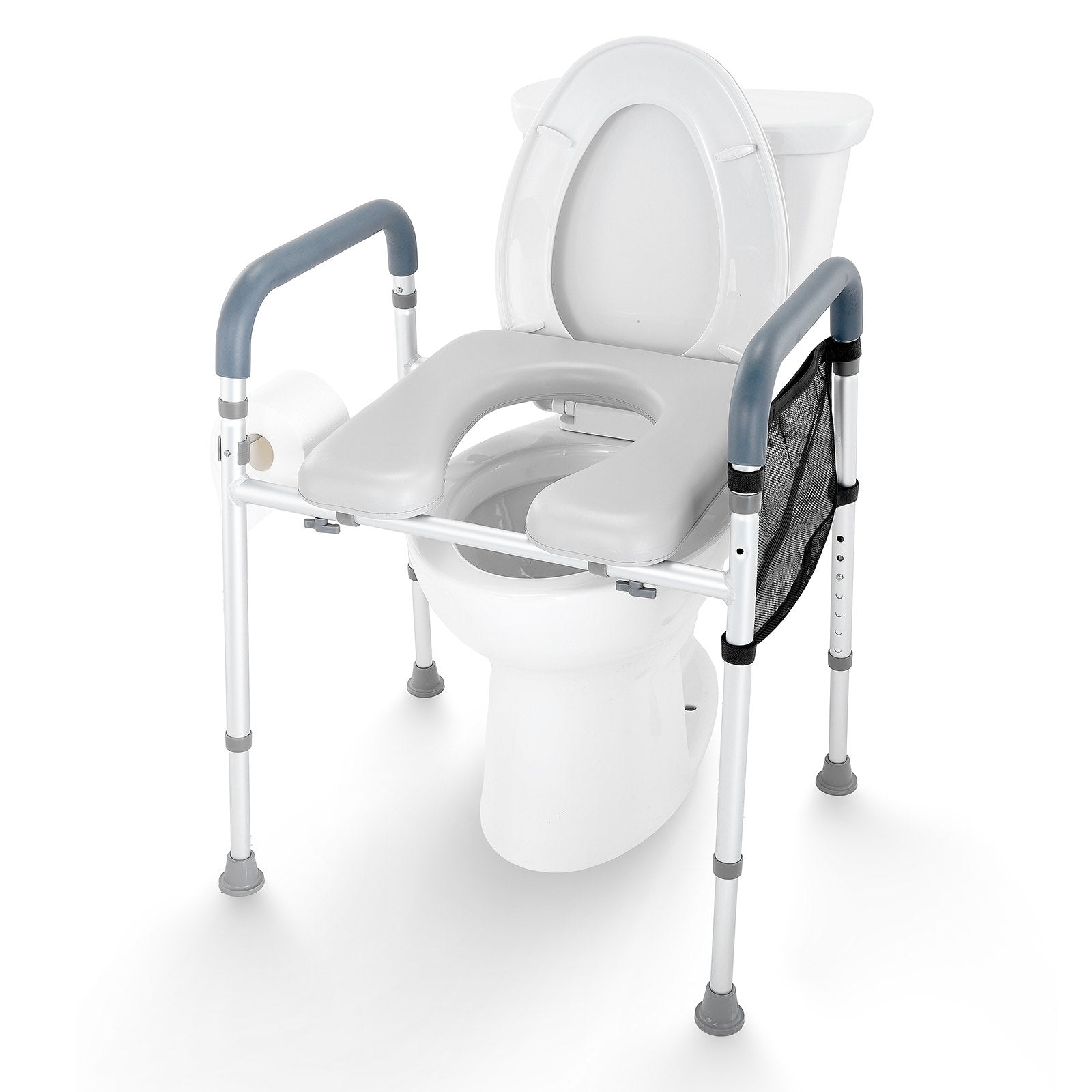Raised Toilet Seat 7-Position 655-805mm Padded Aluminum Frame 158.7kg Capacity