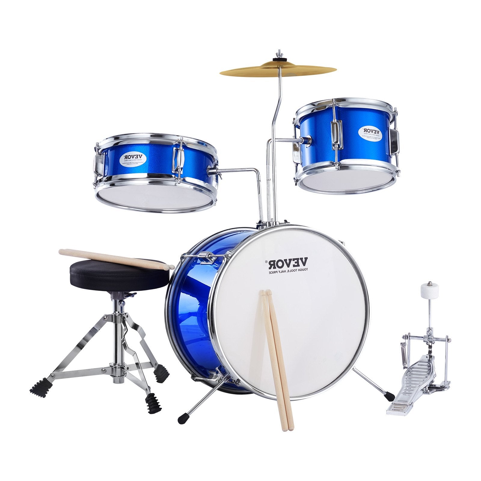 Kids Drum Set 3-Piece 355.6mm Beginner Kit Throne Cymbal Pedal Drumsticks