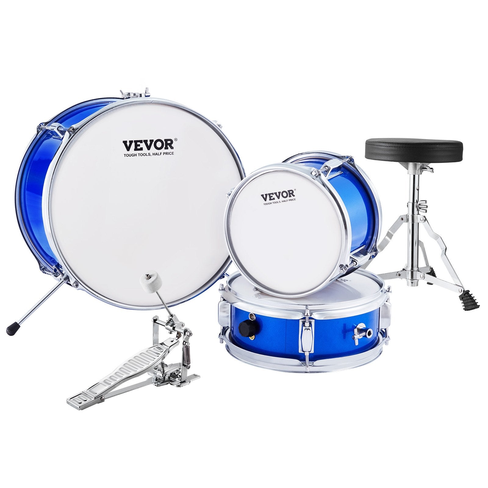 Kids Drum Set 3-Piece 355.6mm Beginner Kit Throne Cymbal Pedal Drumsticks