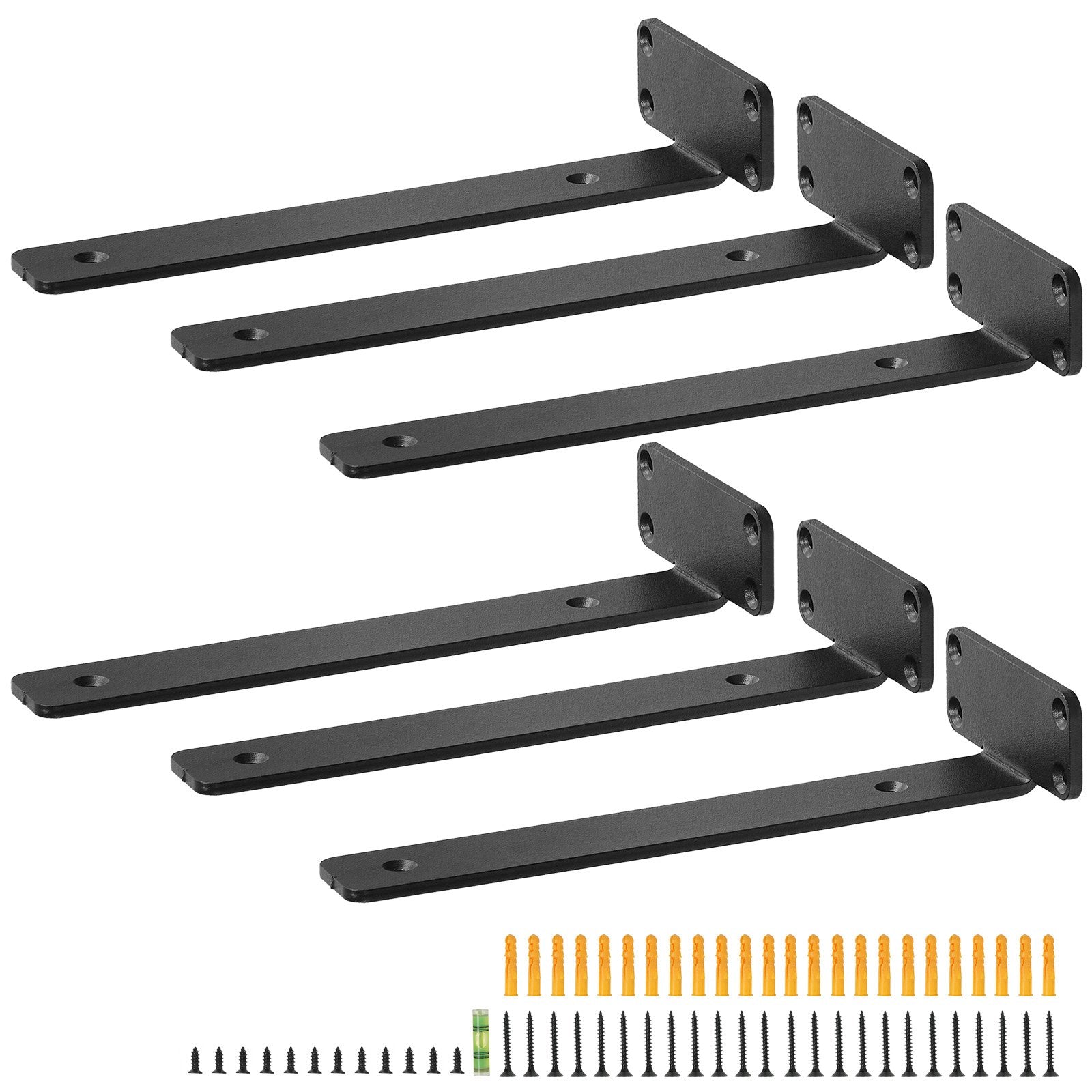 Shelf Brackets 31x10x4.5cm 6PCS Heavy Duty L Steel Brackets Matte Black