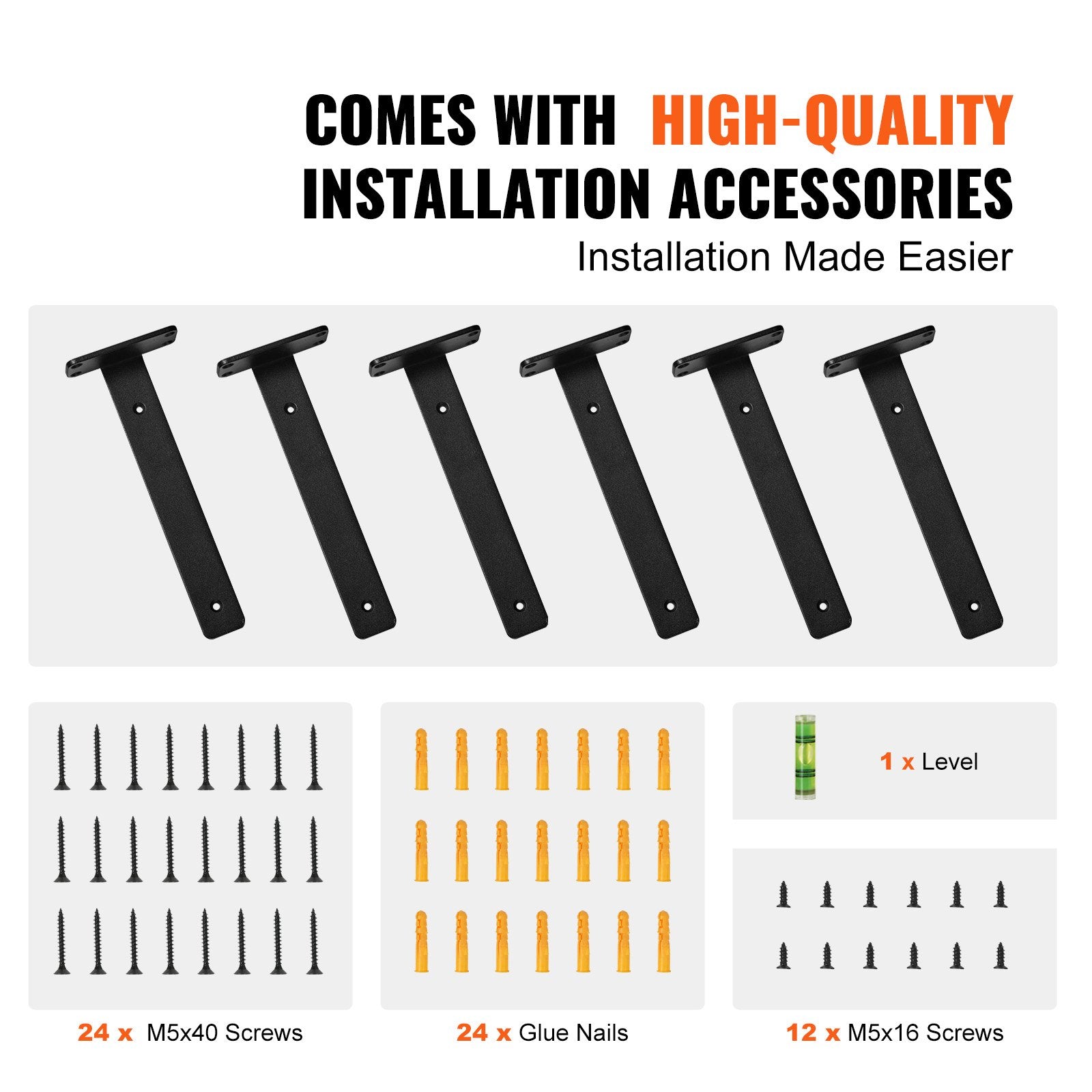 Shelf Brackets 21x10x4.5cm 6PCS Heavy Duty L Steel Brackets Matte Black