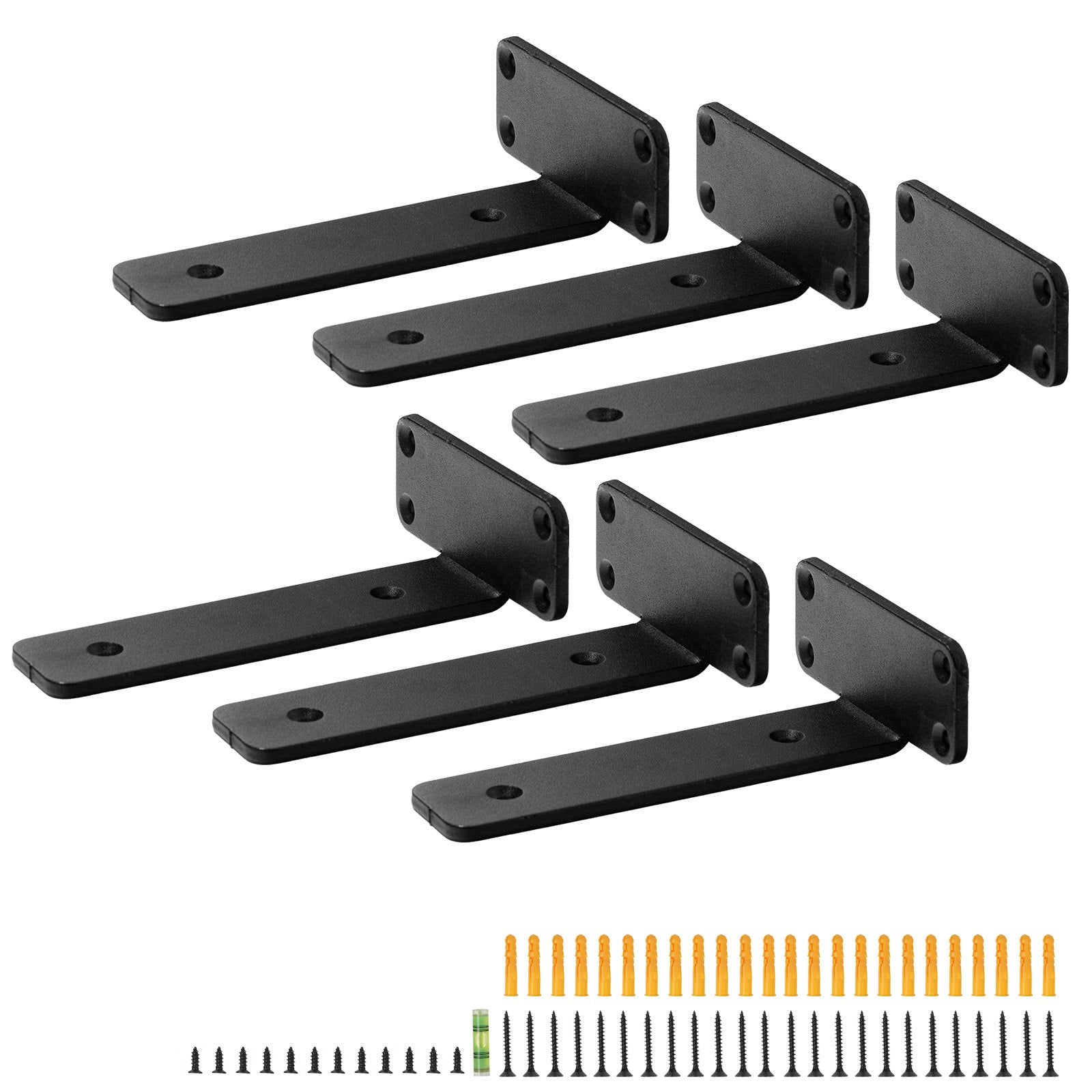 Shelf Brackets 21x10x4.5cm 6PCS Heavy Duty L Steel Brackets Matte Black