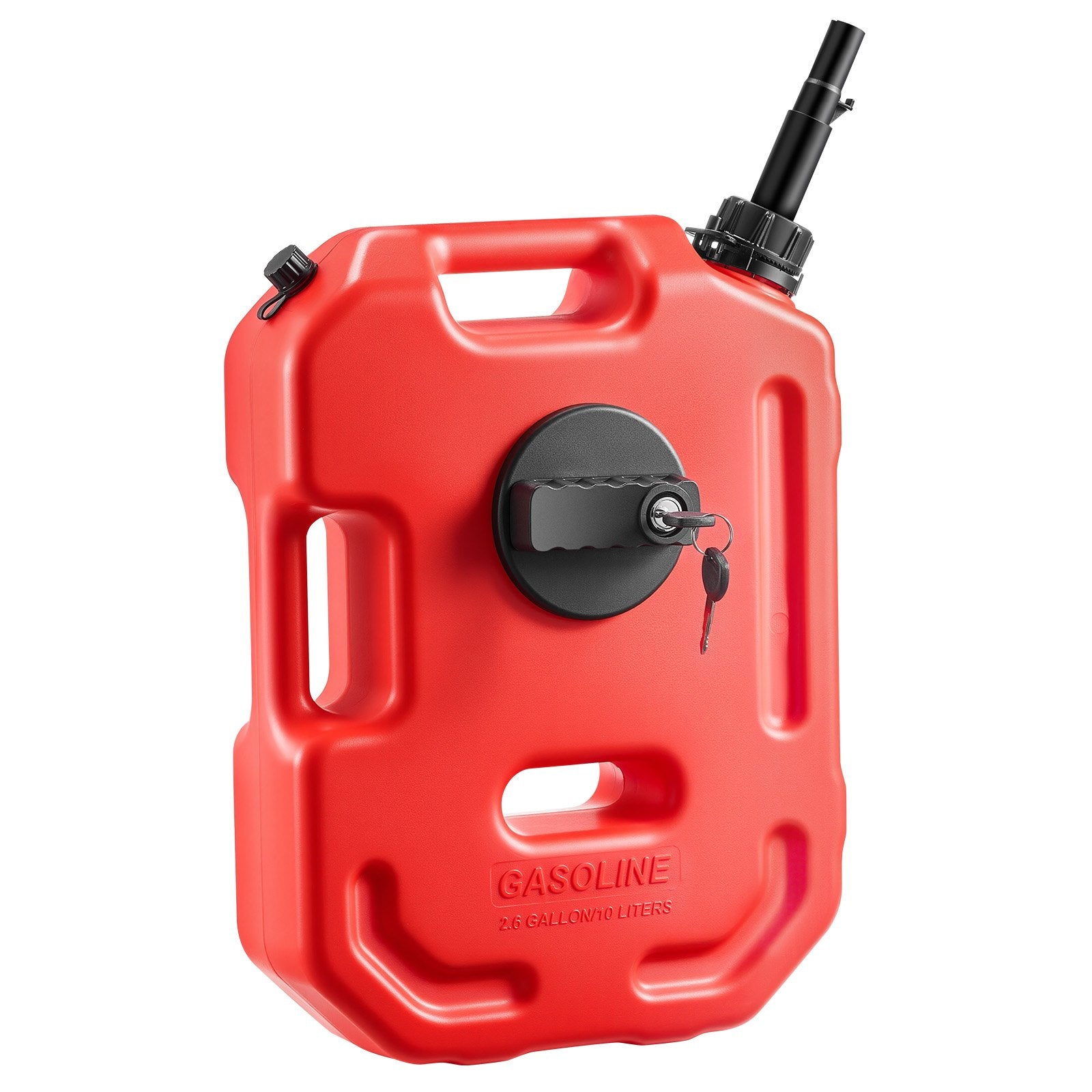 Fuel Container 10L Red Gas Can with Spout, Lockable Bracket, Leak-Proof Portable