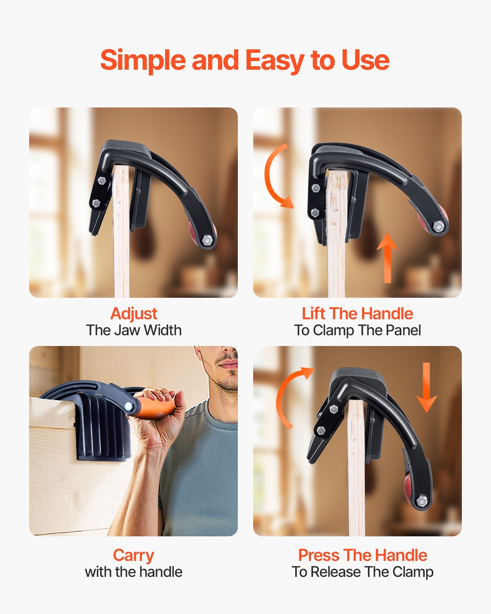 Plywood Carrier 90.7kg Adjustable Drywall Tool for 0-25.4mm Boards with Grip