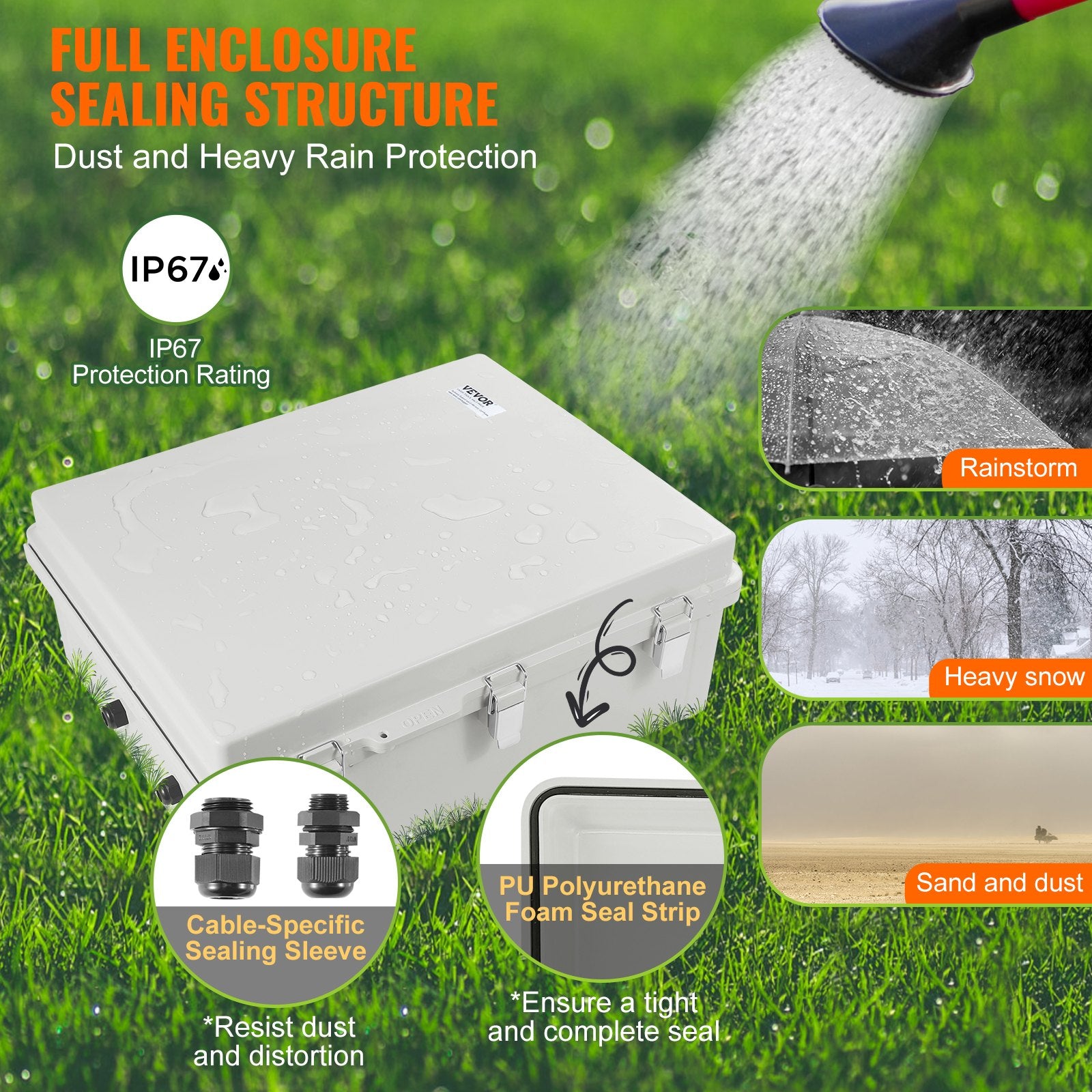 Outdoor Electrical Junction Box 530x430x200mm ABS IP67 Waterproof